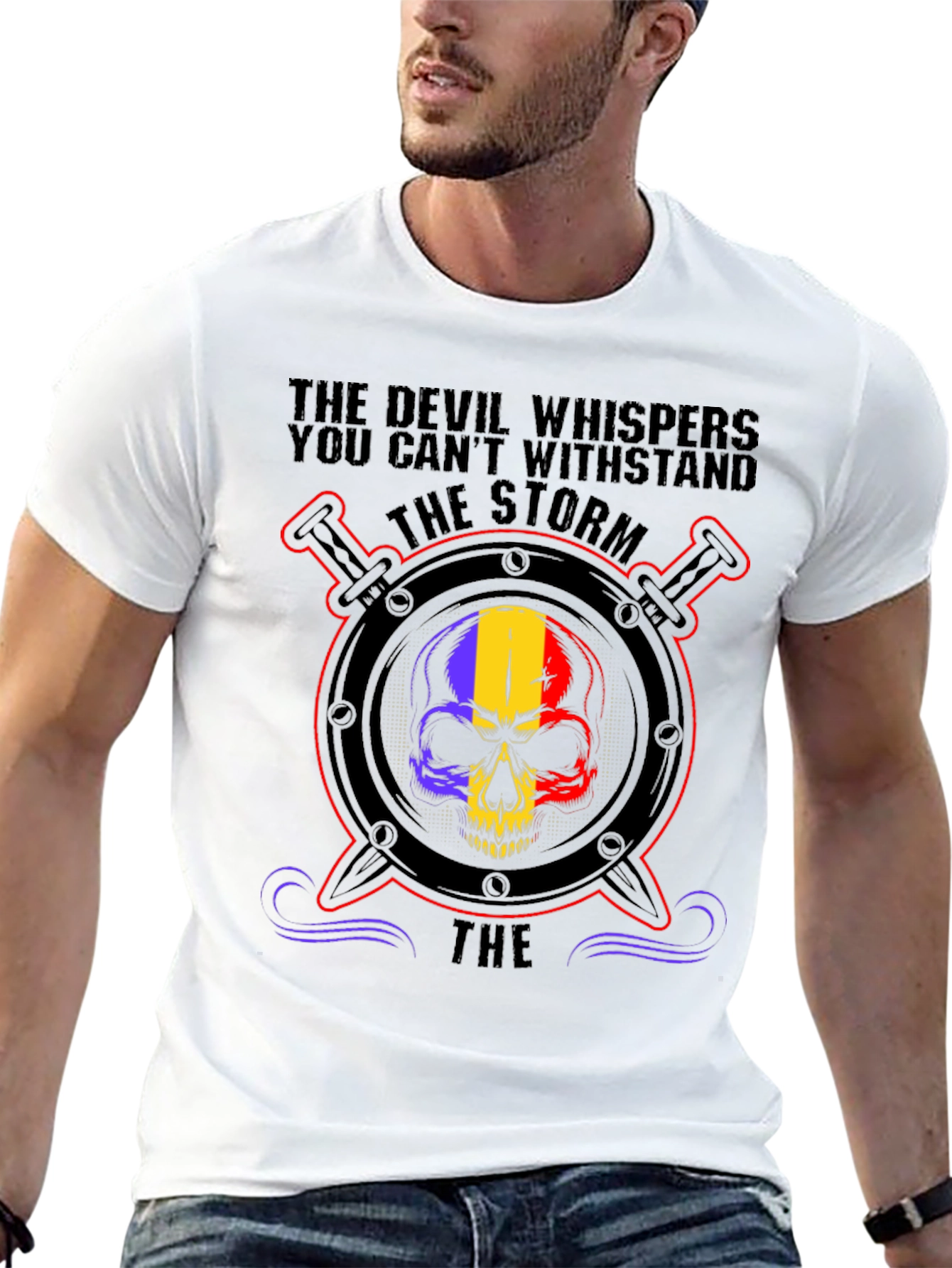 Devil Storm Skull Graphic T-Shirt