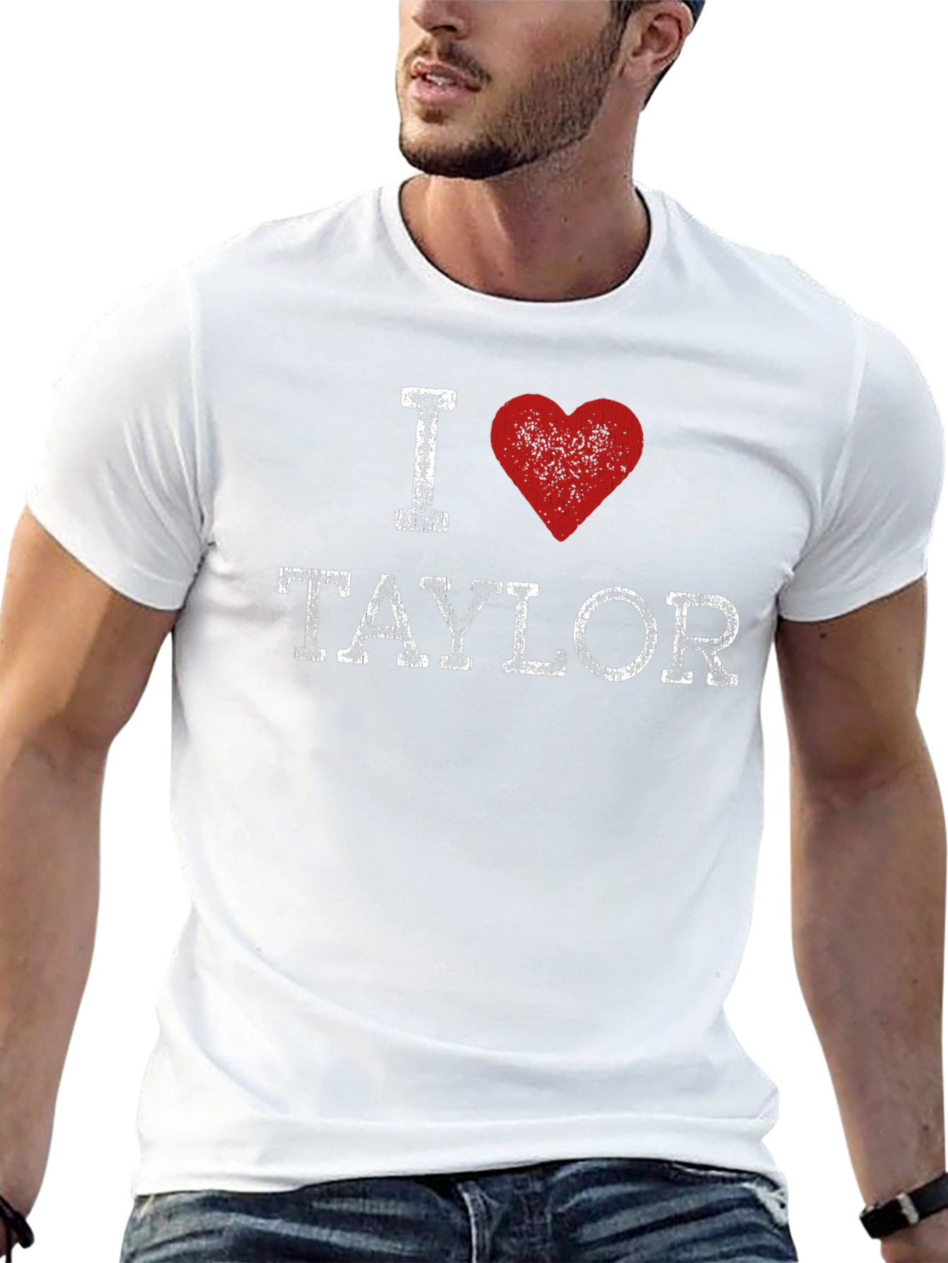 I Heart Taylor Distressed Graphic Tee - Black
