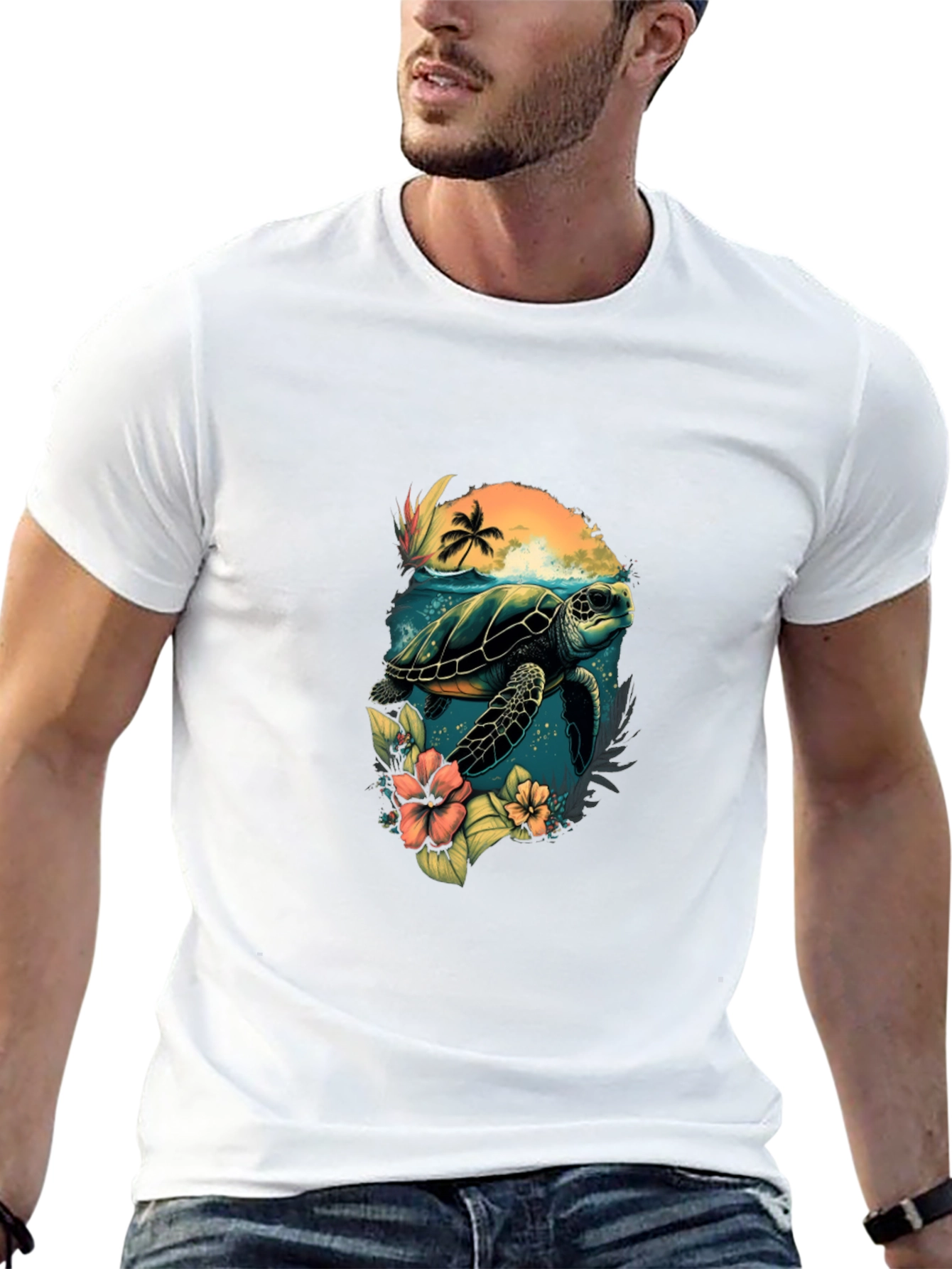 Tropical Turtle Graphic T-Shirt