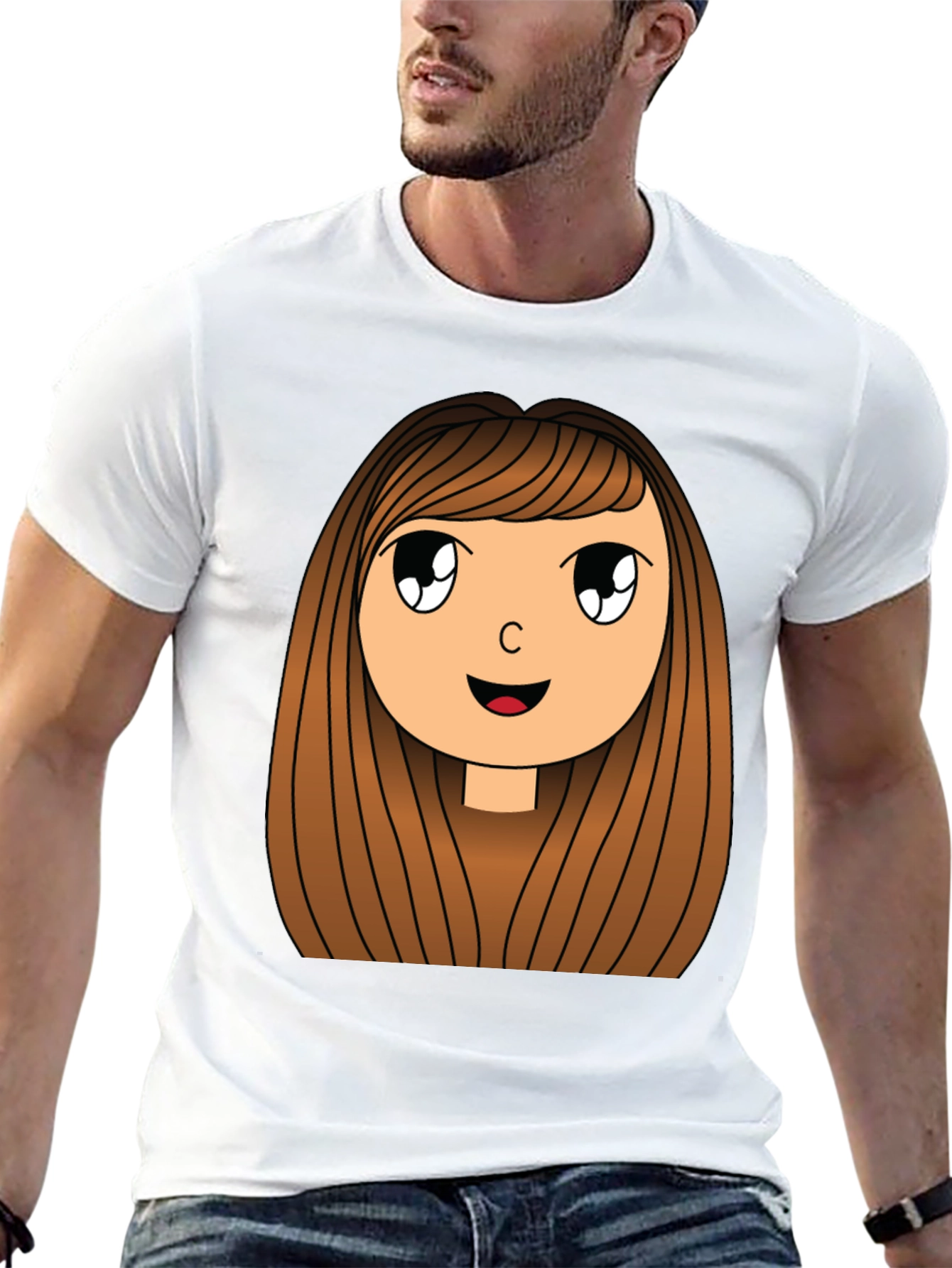 Cartoon Girl Graphic Print Black T-Shirt
