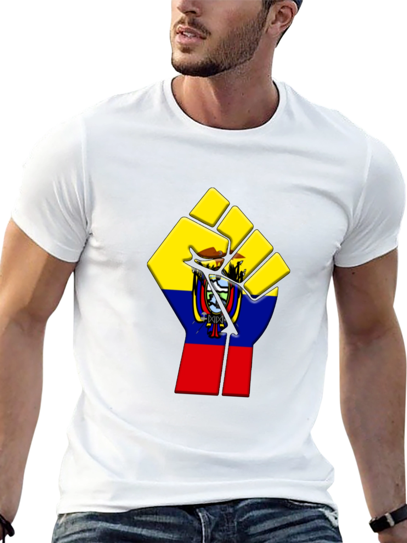 Ecuador Flag Fist Graphic Tee - Black