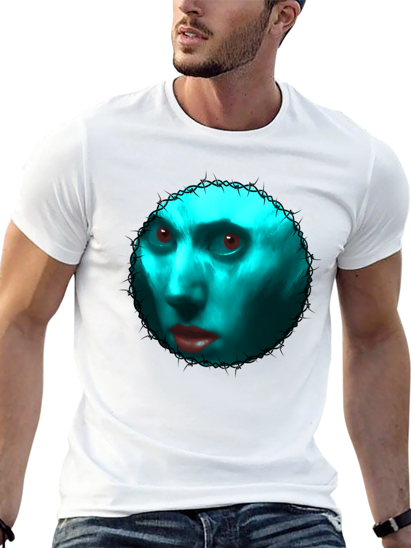 Gothic Blue Face Graphic Tee