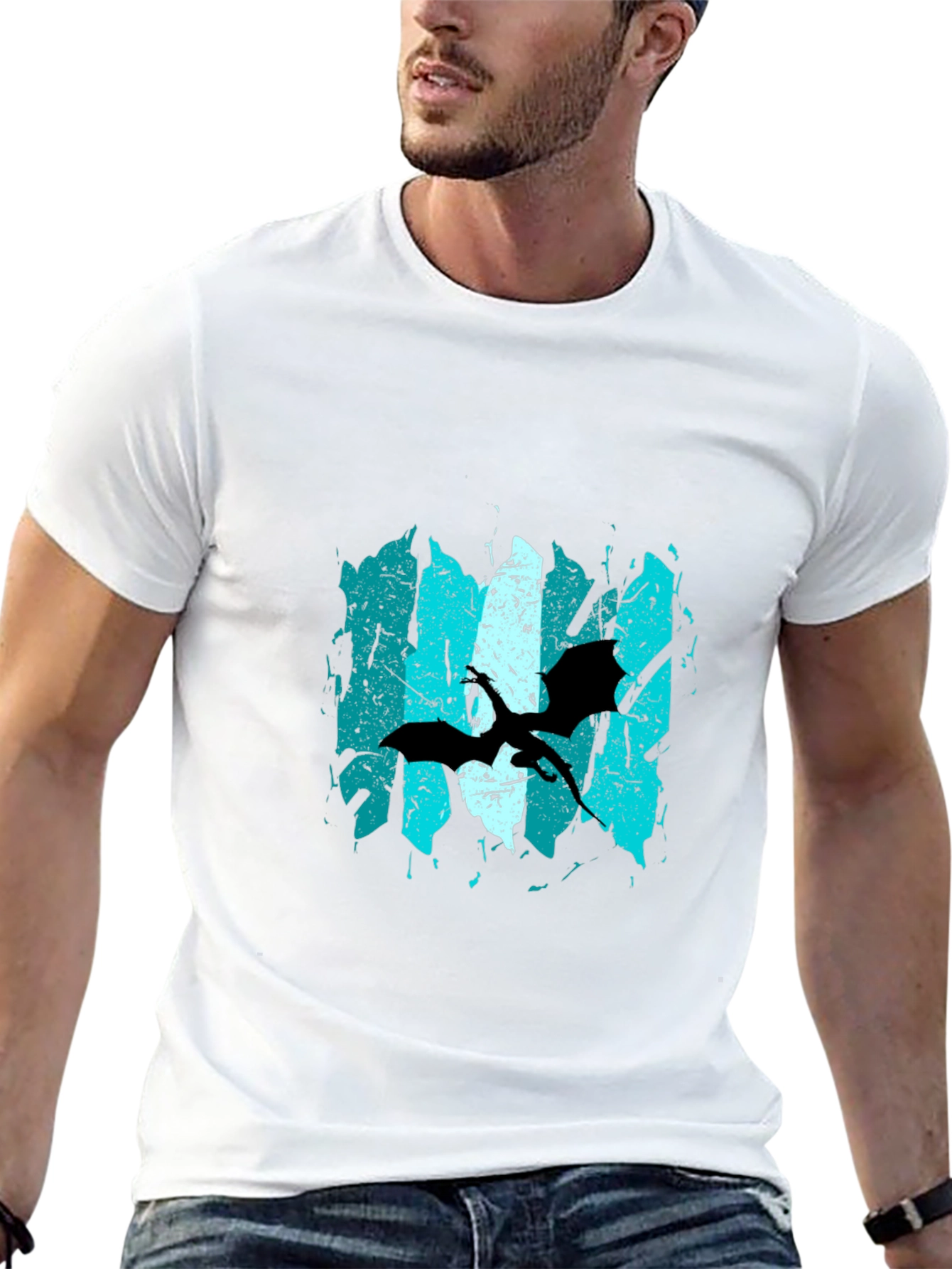 Grunge Pterodactyl Graphic Tee - Black