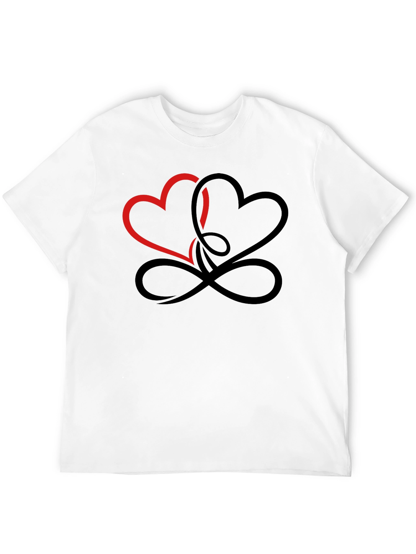 Intertwined Hearts Graphic Black T-Shirt