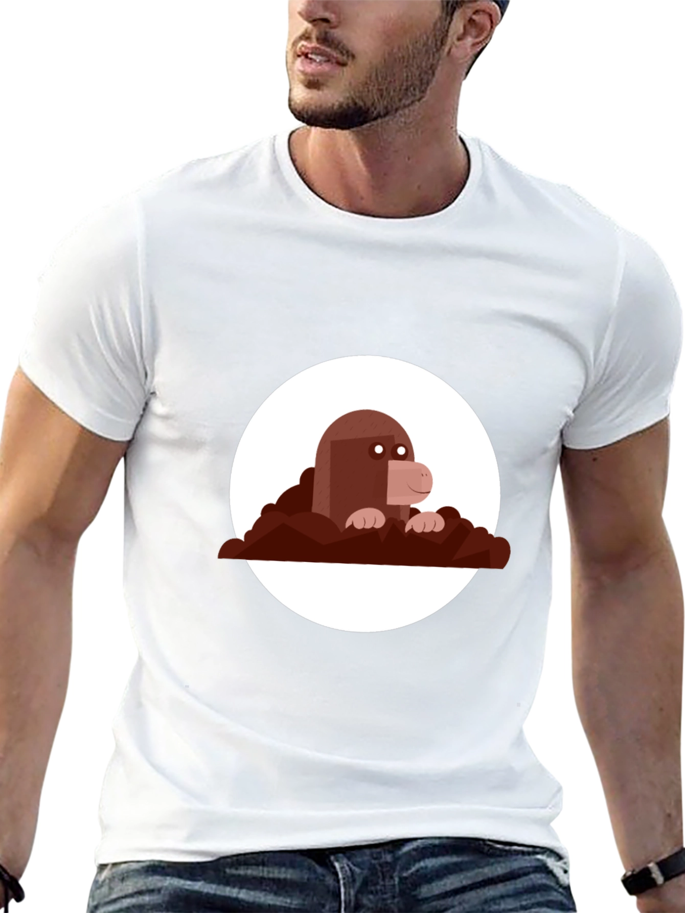 Mole Graphic Print Black Tee