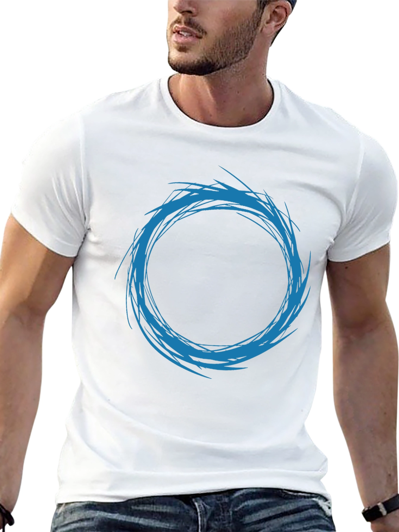 Abstract Circle Design T-Shirt - Black