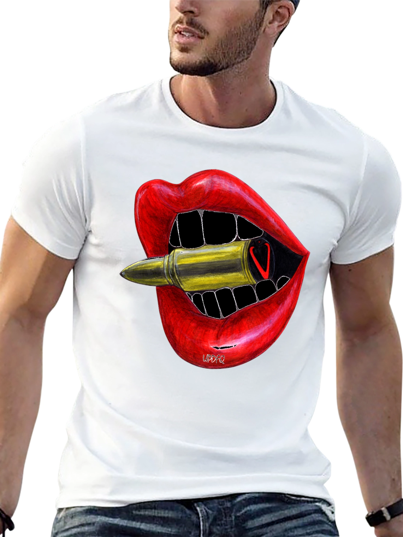 Lip Bite Bullet Graphic Tee - Edgy Style