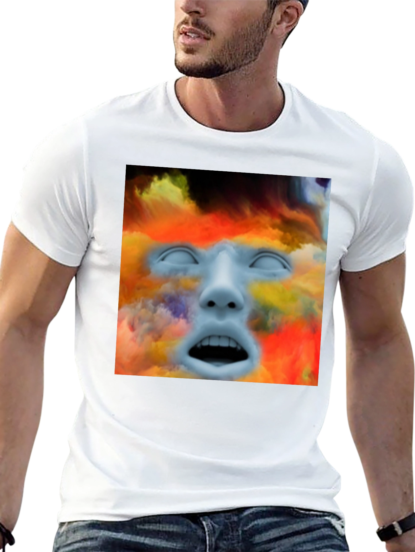 Surreal Face Graphic T-Shirt - Artistic Expression