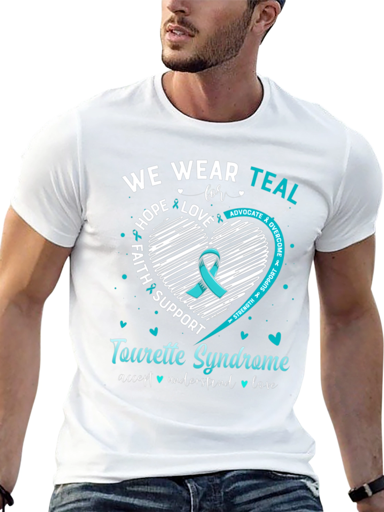 Tourette Syndrome Awareness T-Shirt - Teal Ribbon