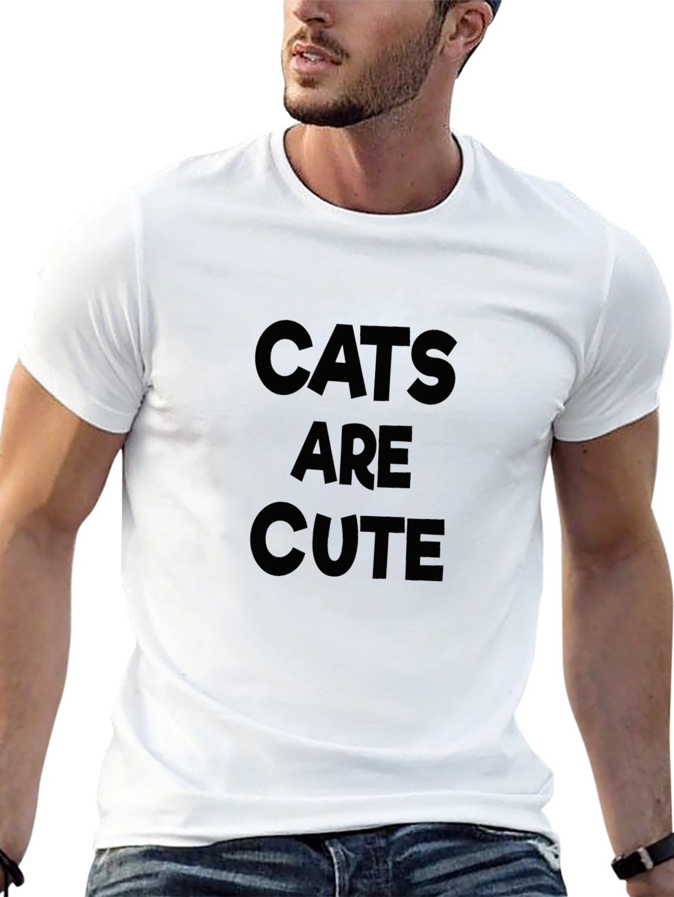 Cats Are Cute Black Graphic Tee - Mens