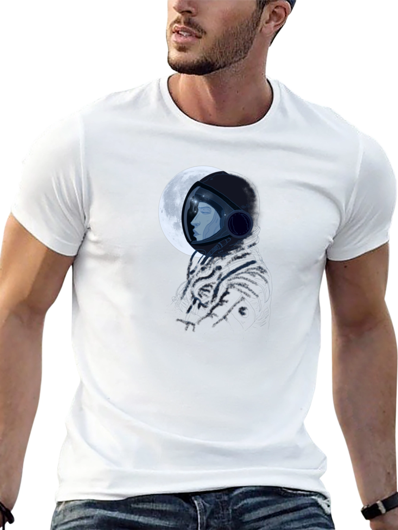 Astronaut Moon Graphic Black T-Shirt