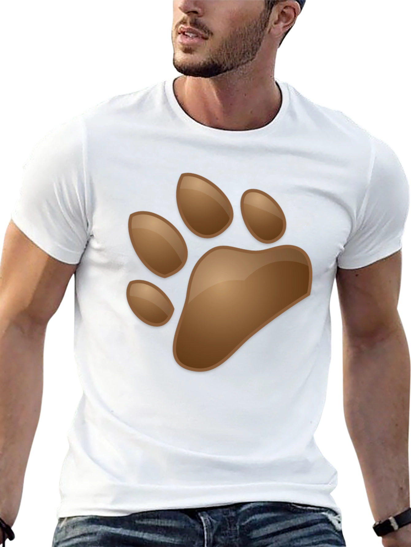 Mens Black T-Shirt with Animal Paw Print