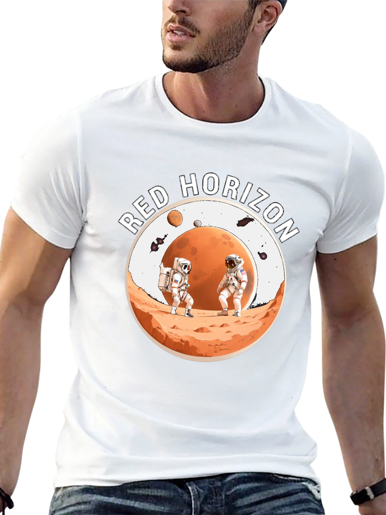 Red Horizon Astronaut Graphic Tee