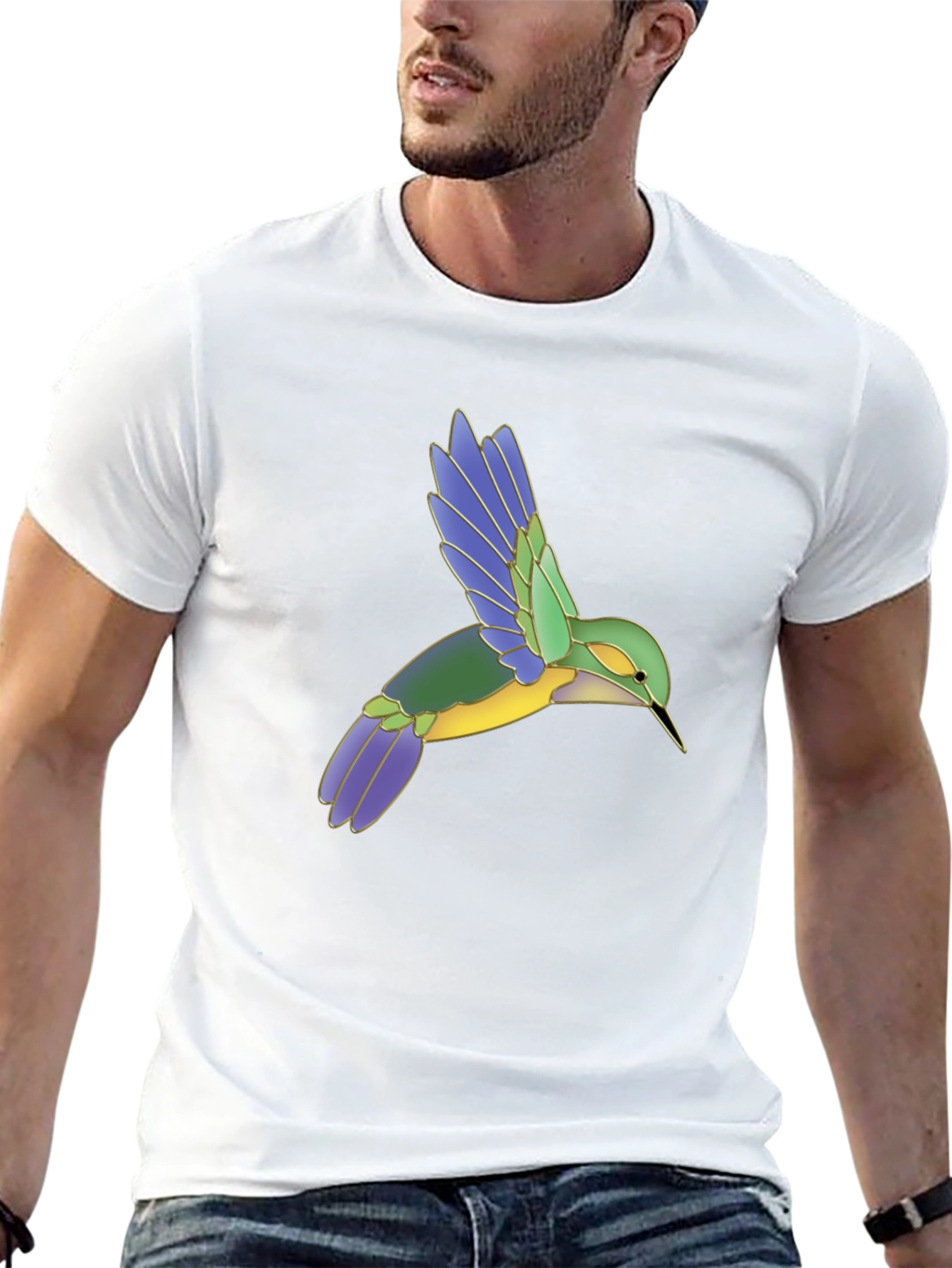 Hummingbird Graphic Print Black T-Shirt