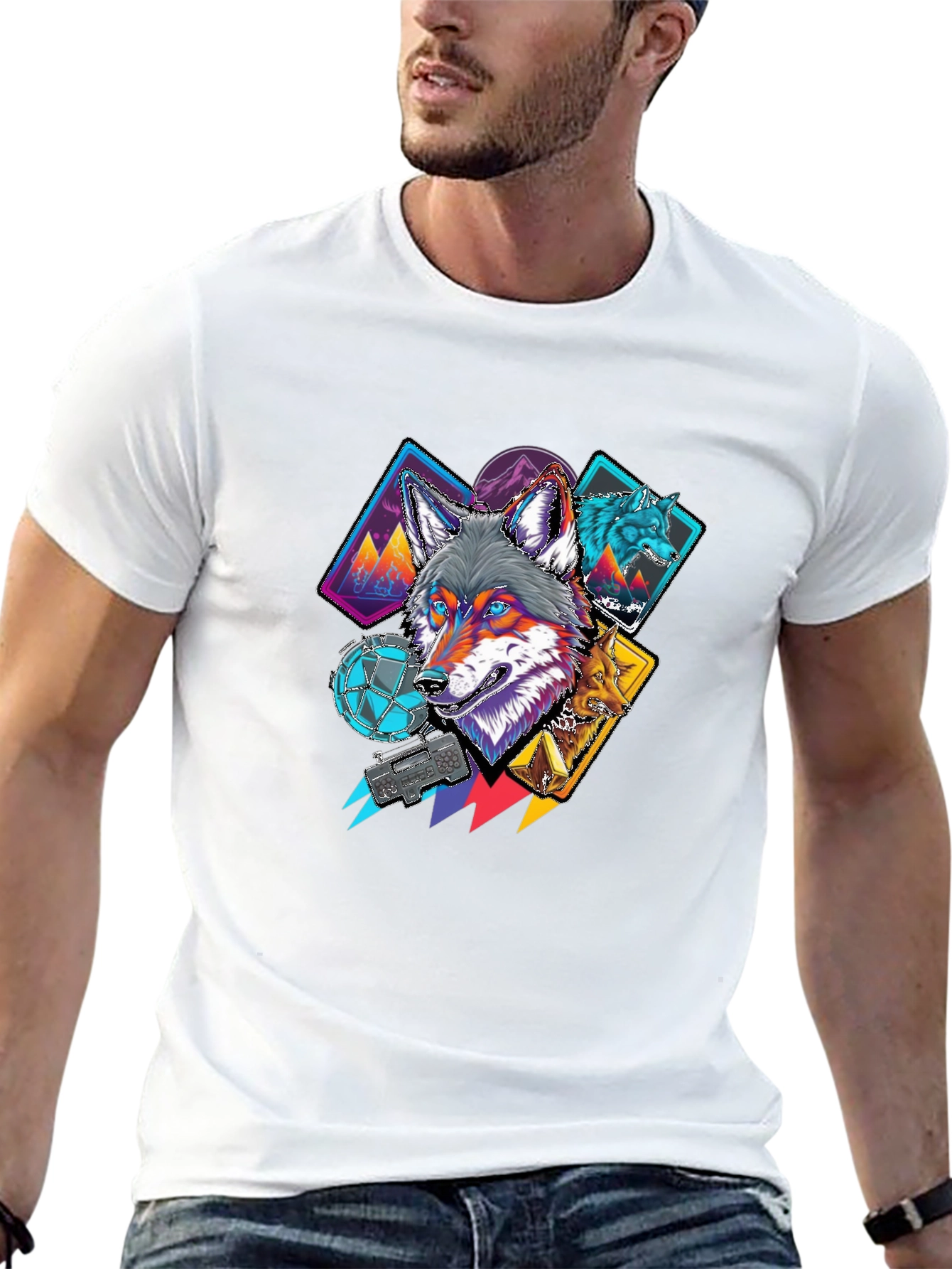 Wolf Graphic Print Black Tee