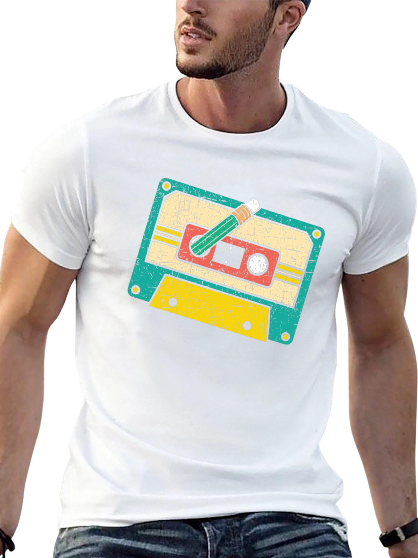 Retro Cassette Tape & Pencil Graphic Tee