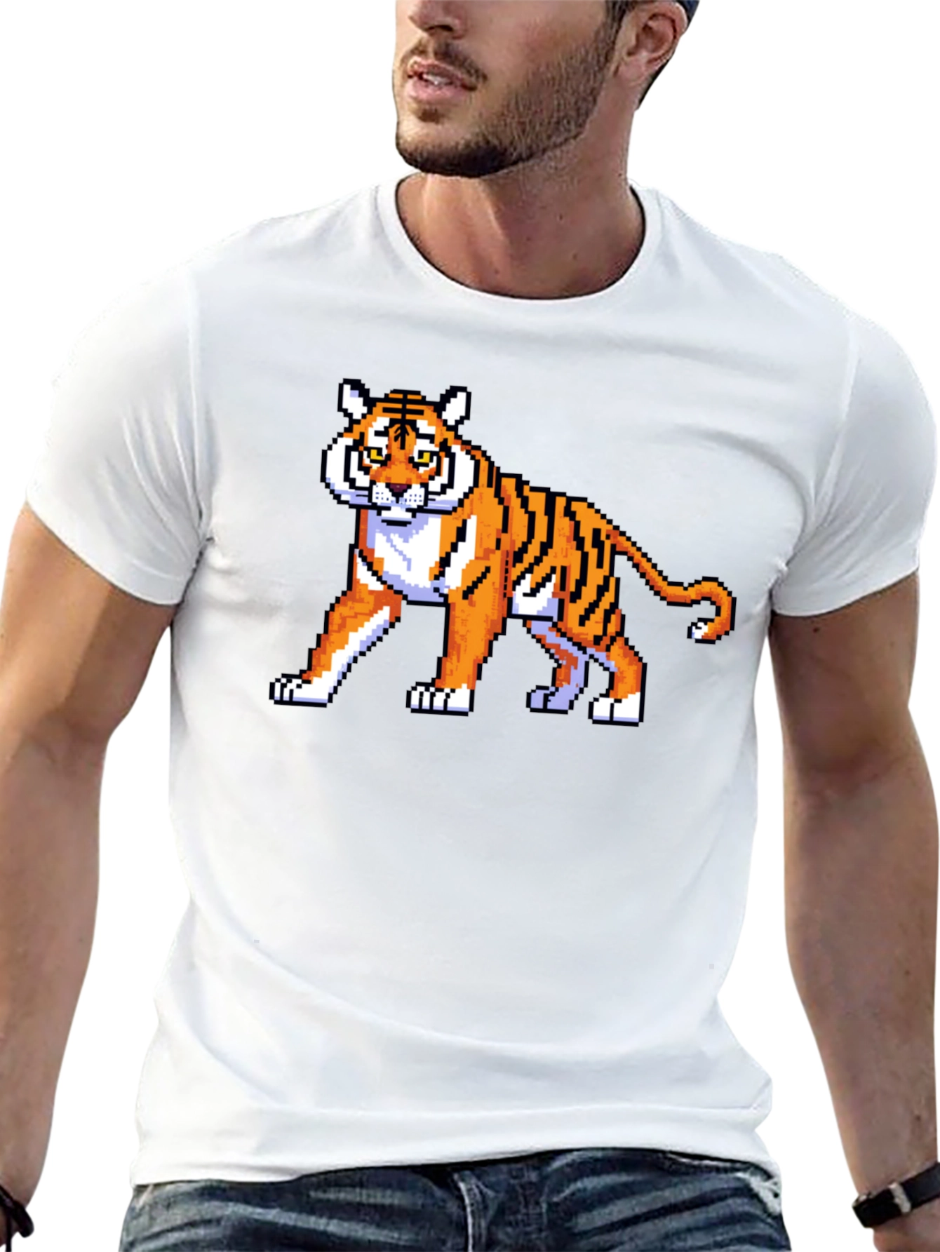 Pixel Tiger Graphic T-Shirt - Retro Gaming Style!