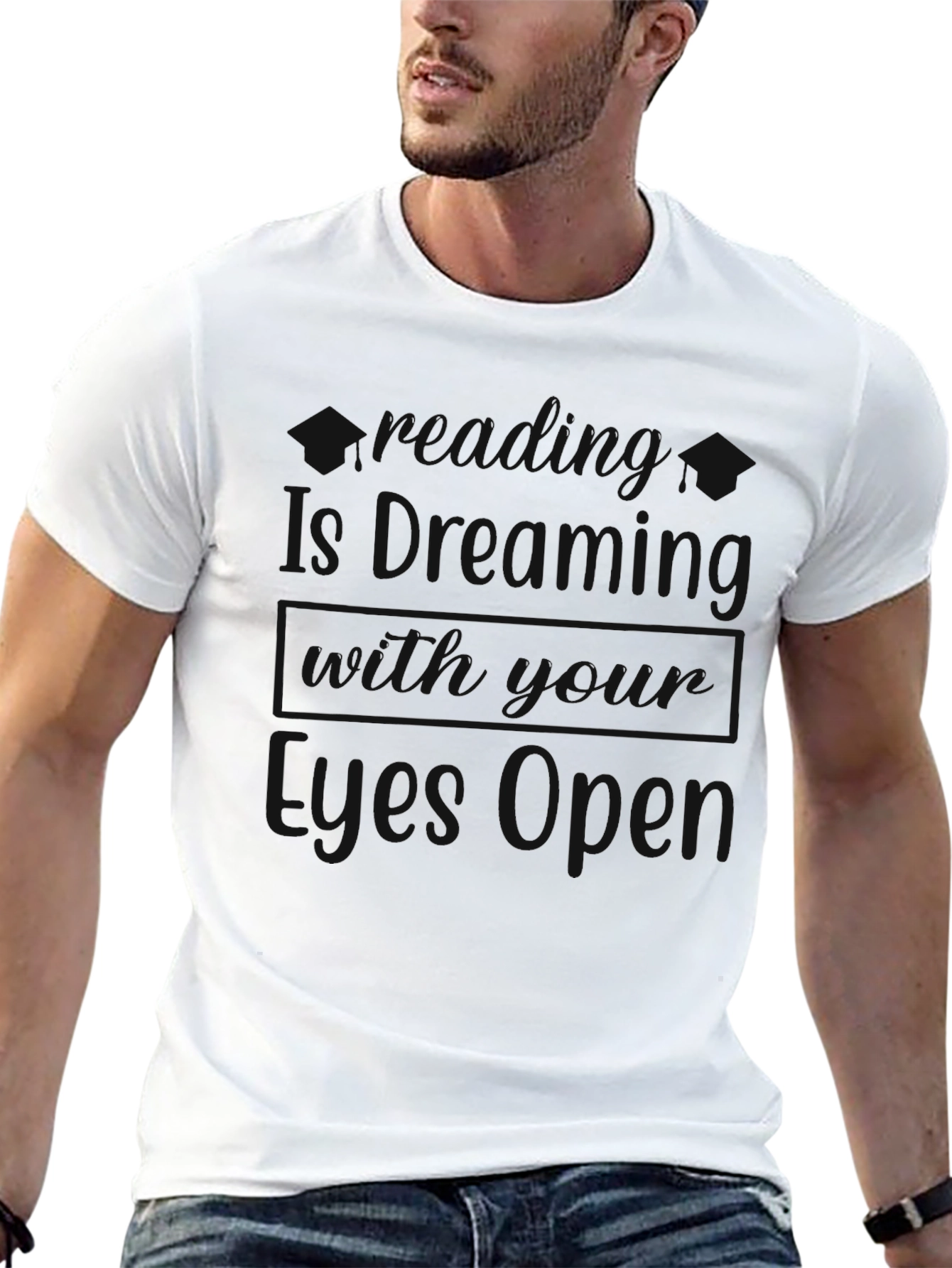 Mens Black Crewneck Graphic T-Shirt