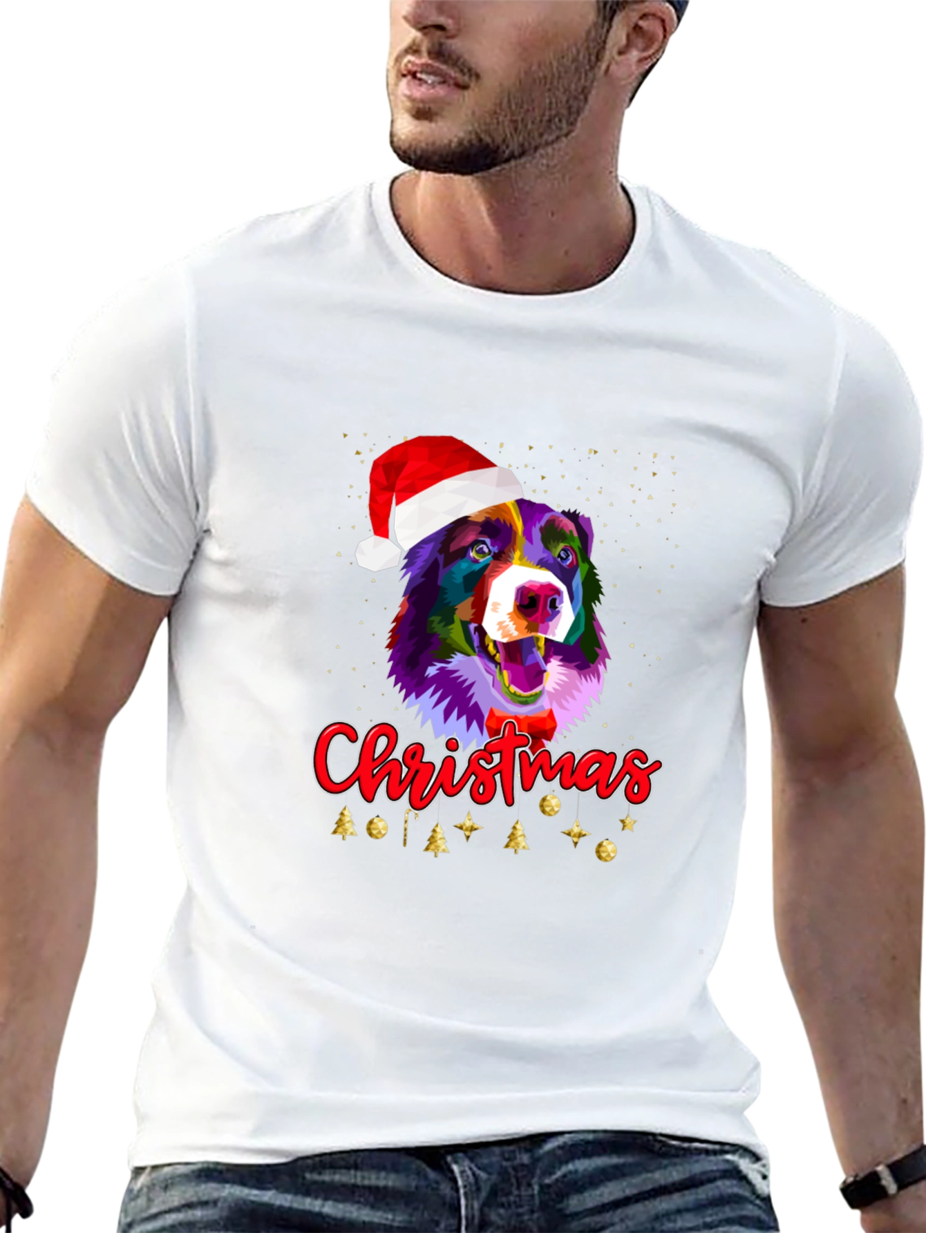 Festive Dog Christmas Graphic Tee