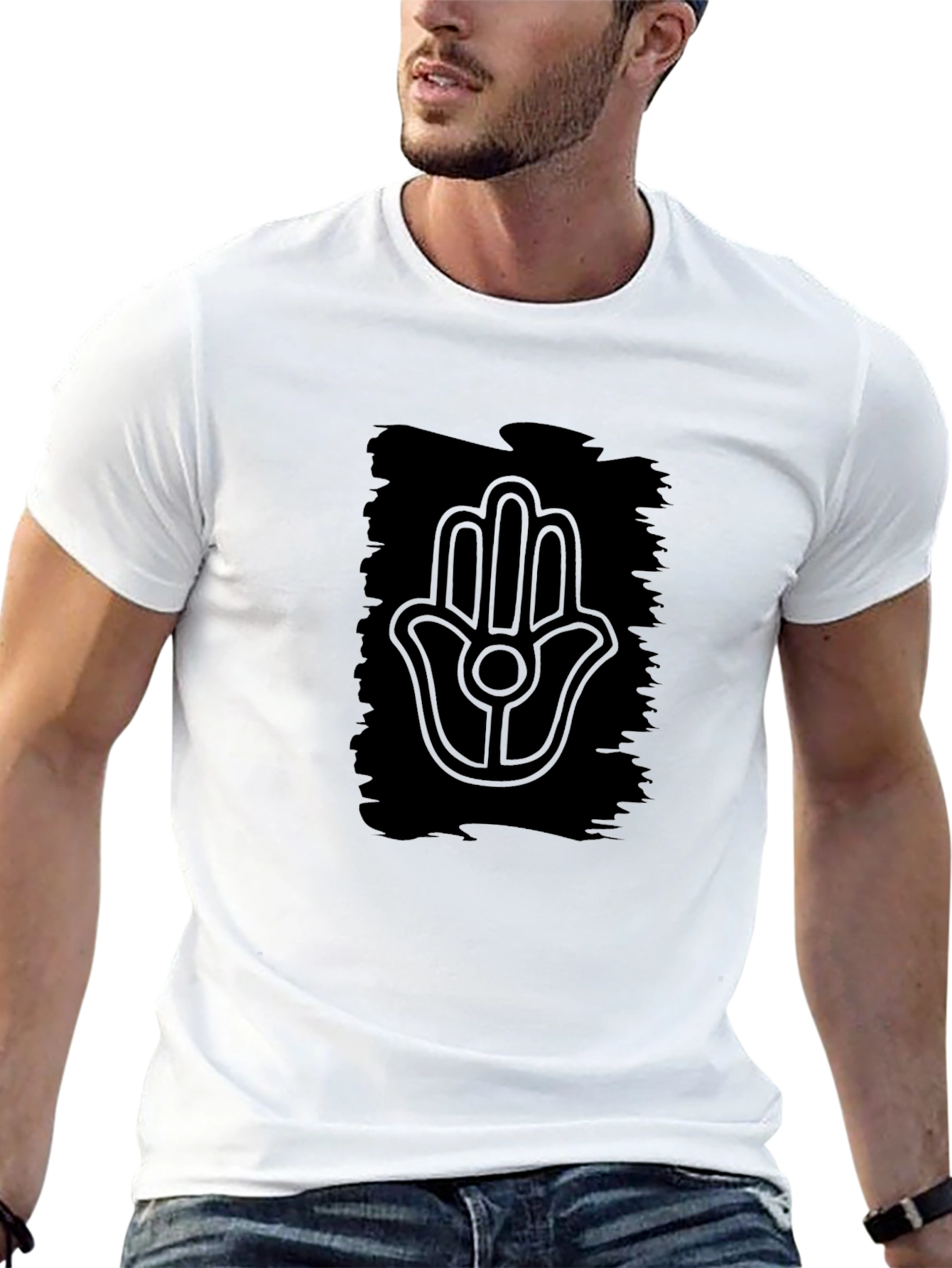 Hamsa Hand Graphic Black T-Shirt