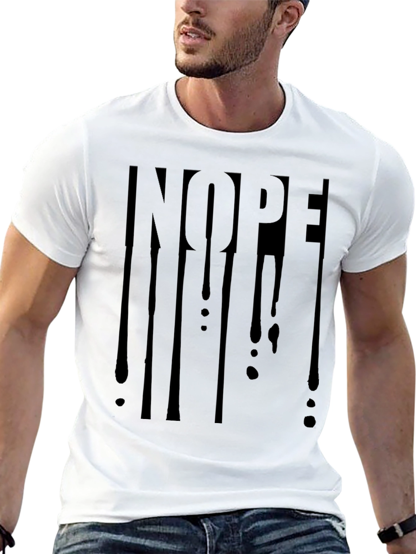 Mens Black Nope! Graphic Print T-Shirt