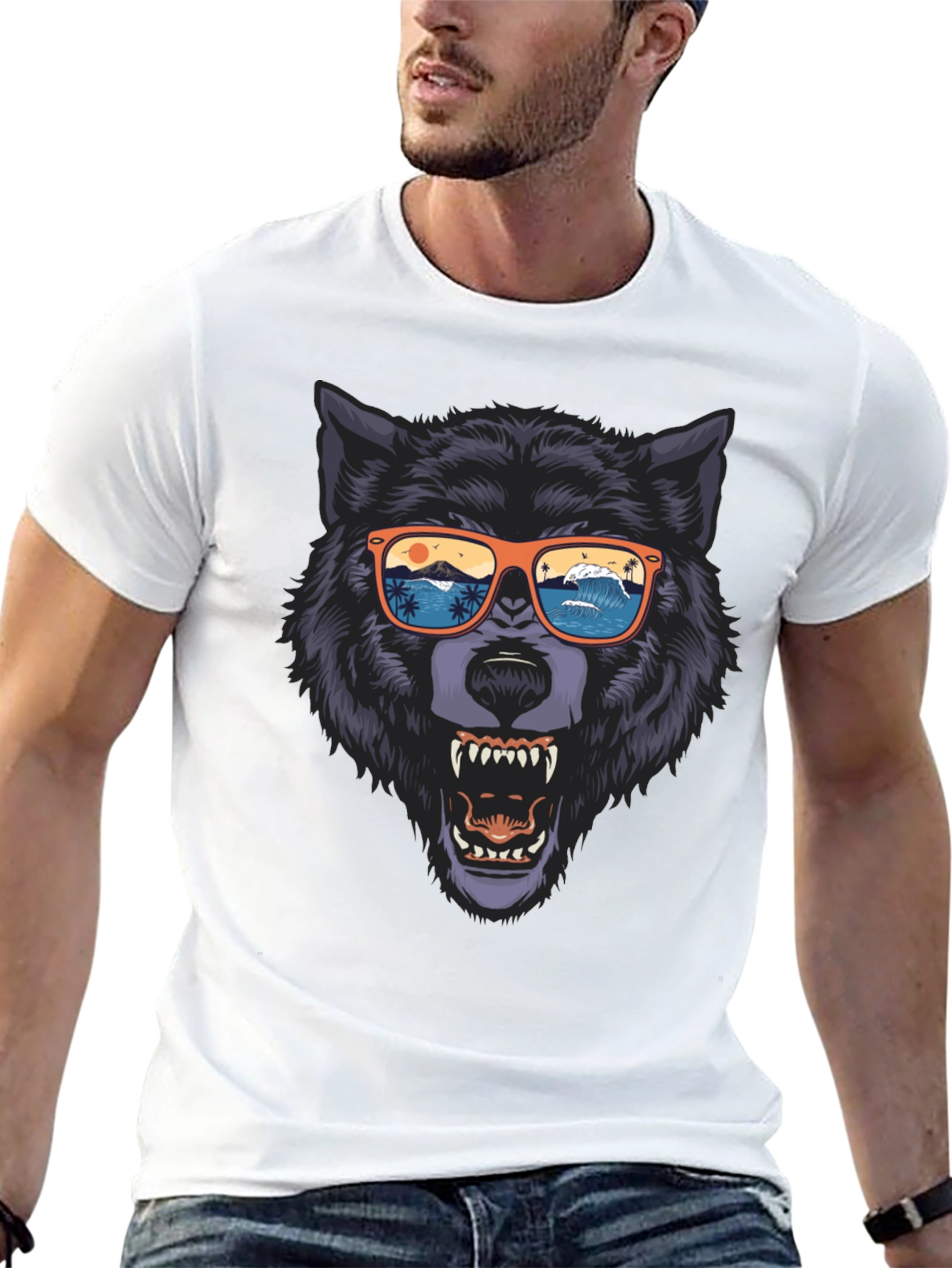 Wolf Graphic Tee - Beach Vibes