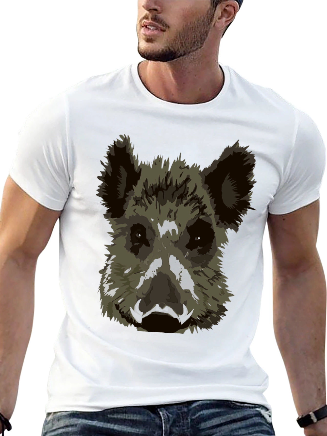 Wild Boar Graphic Tee - Black Cotton T-Shirt
