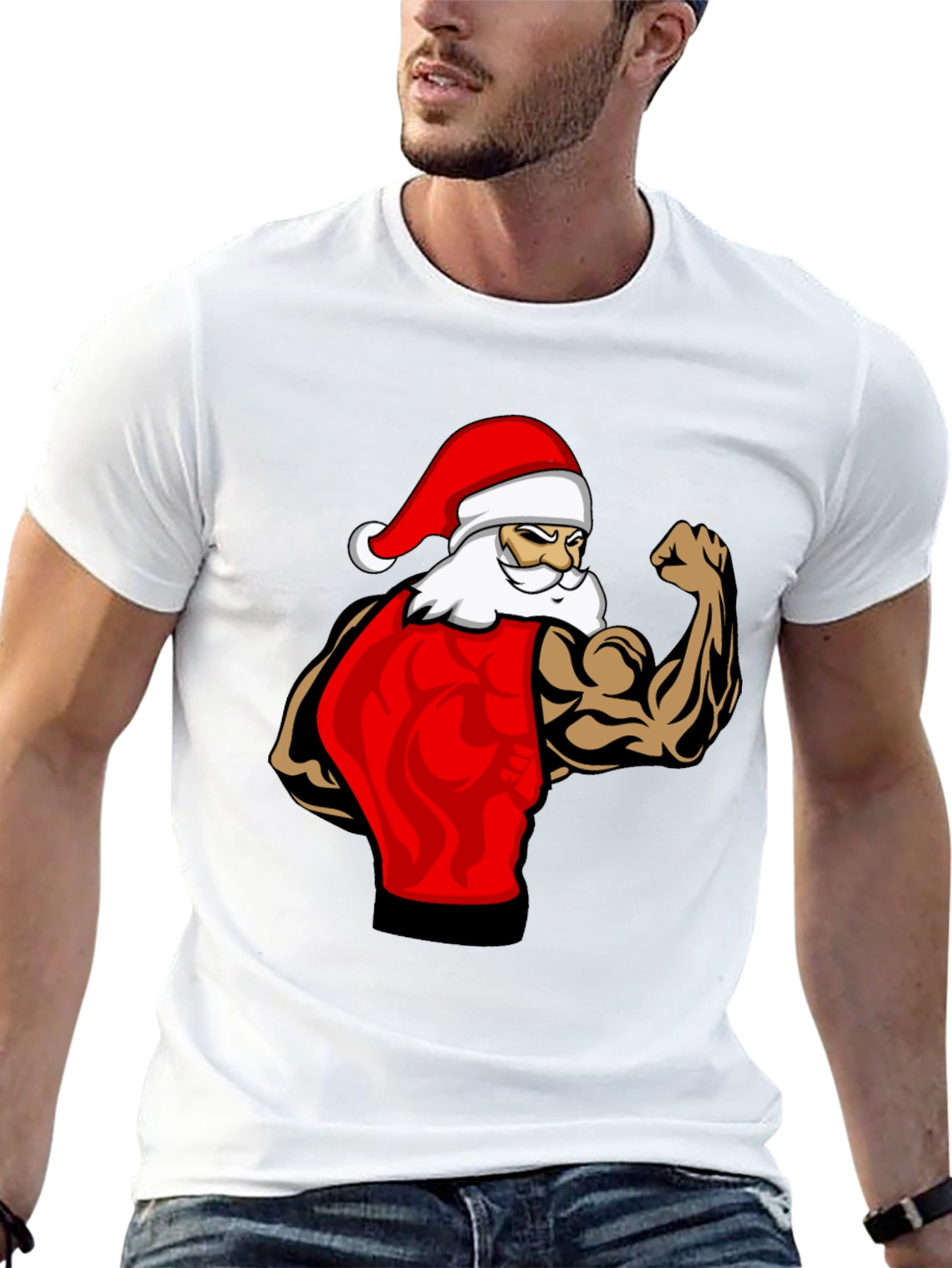 Muscle Santa Black T-Shirt