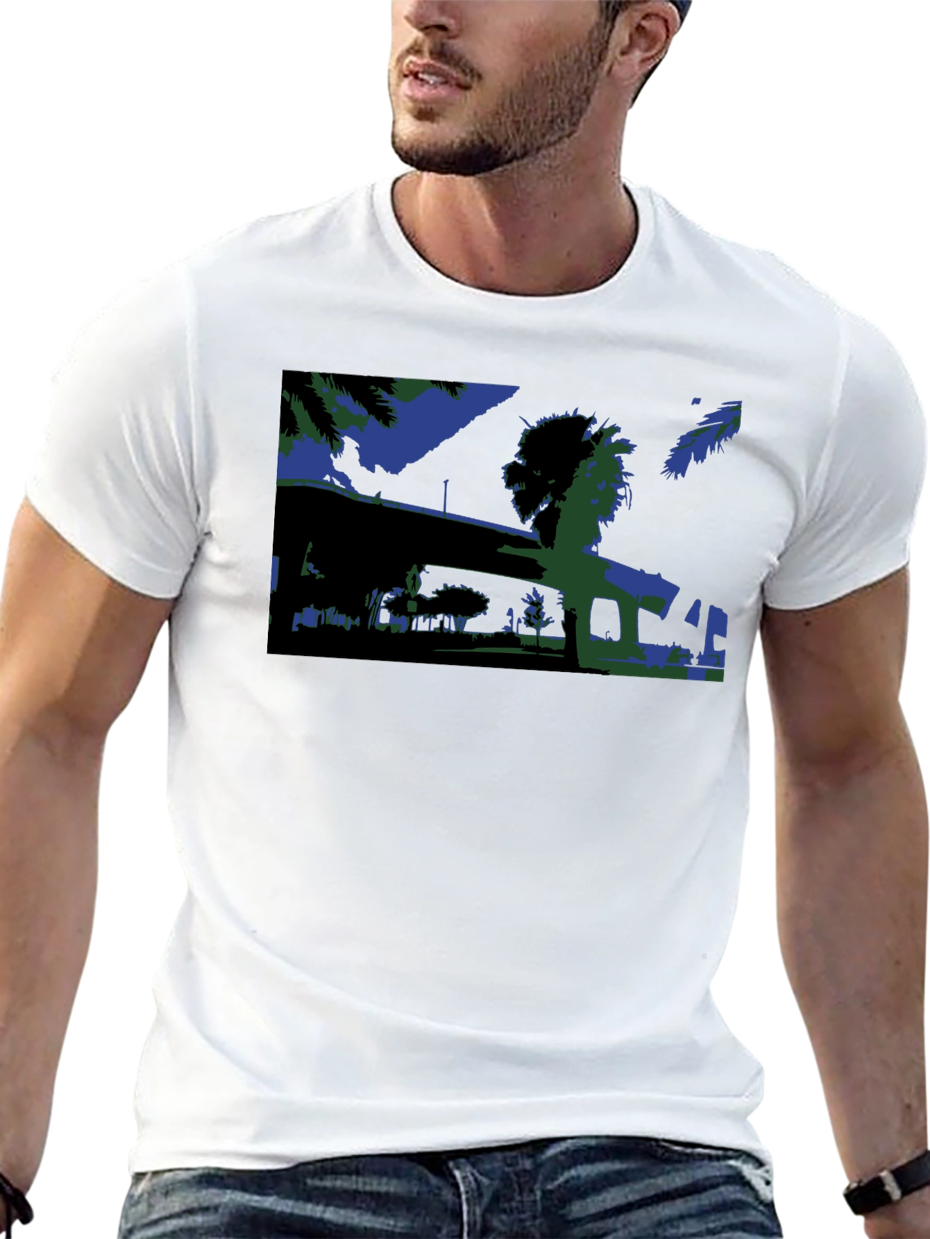 Abstract Blue & Green Graphic Tee