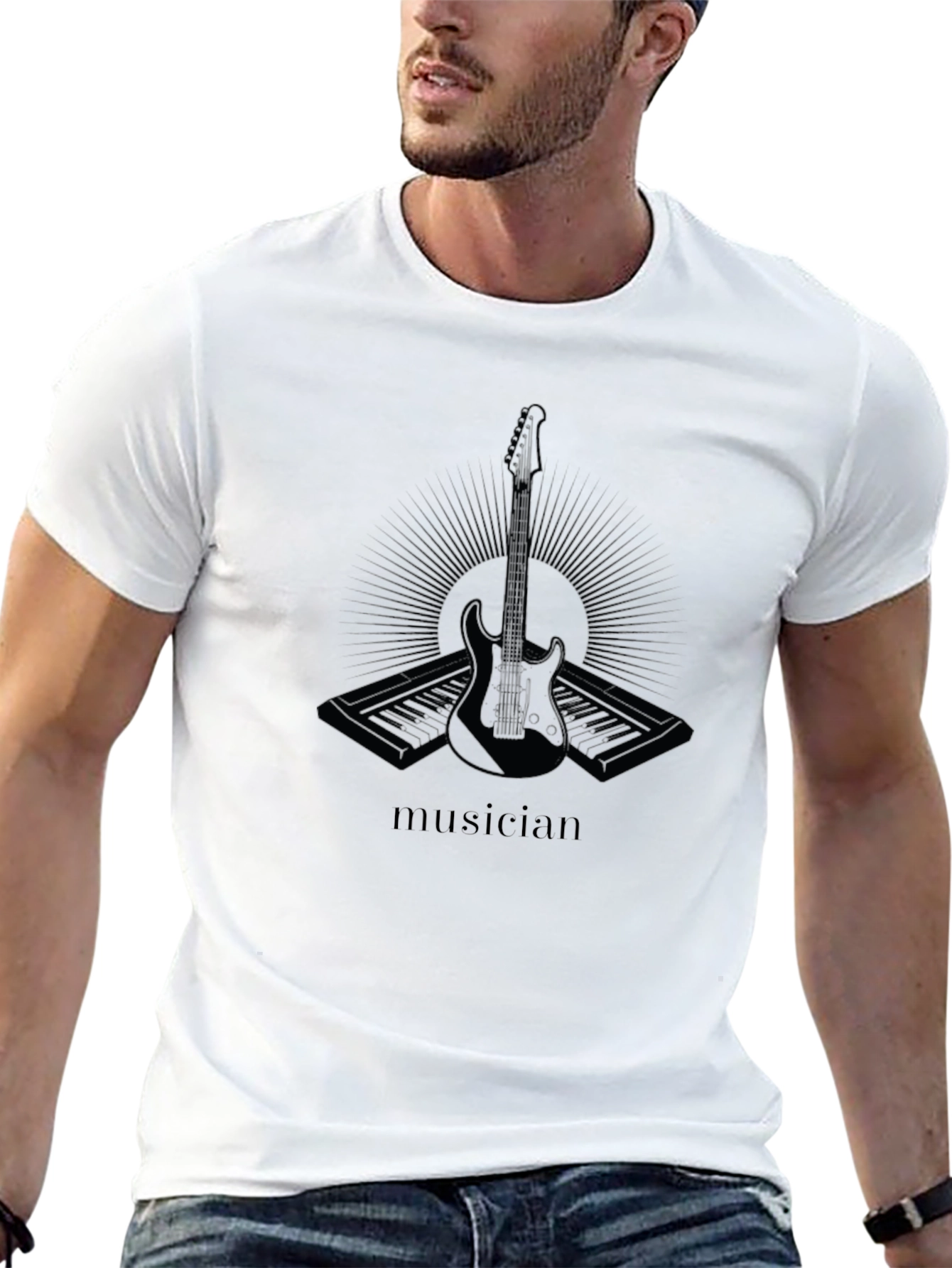 Musician Graphic Print Black T-Shirt
