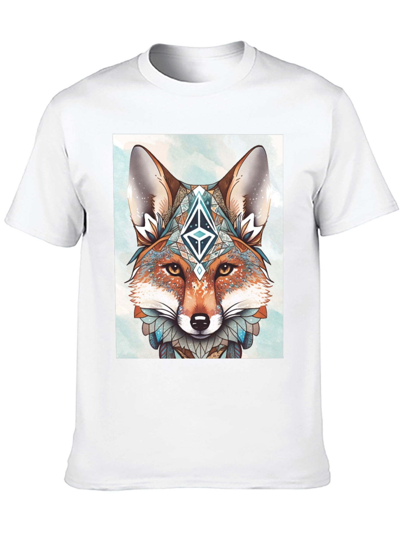 Geometric Fox Graphic Tee - Artistic Animal Print