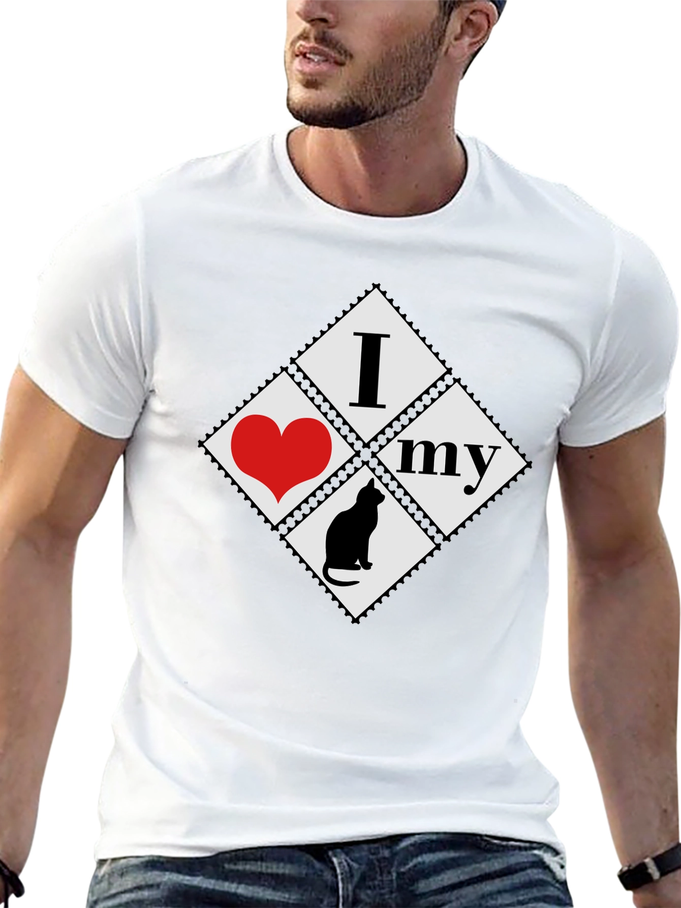 I Love My Cat T-Shirt - Black Cotton Tee