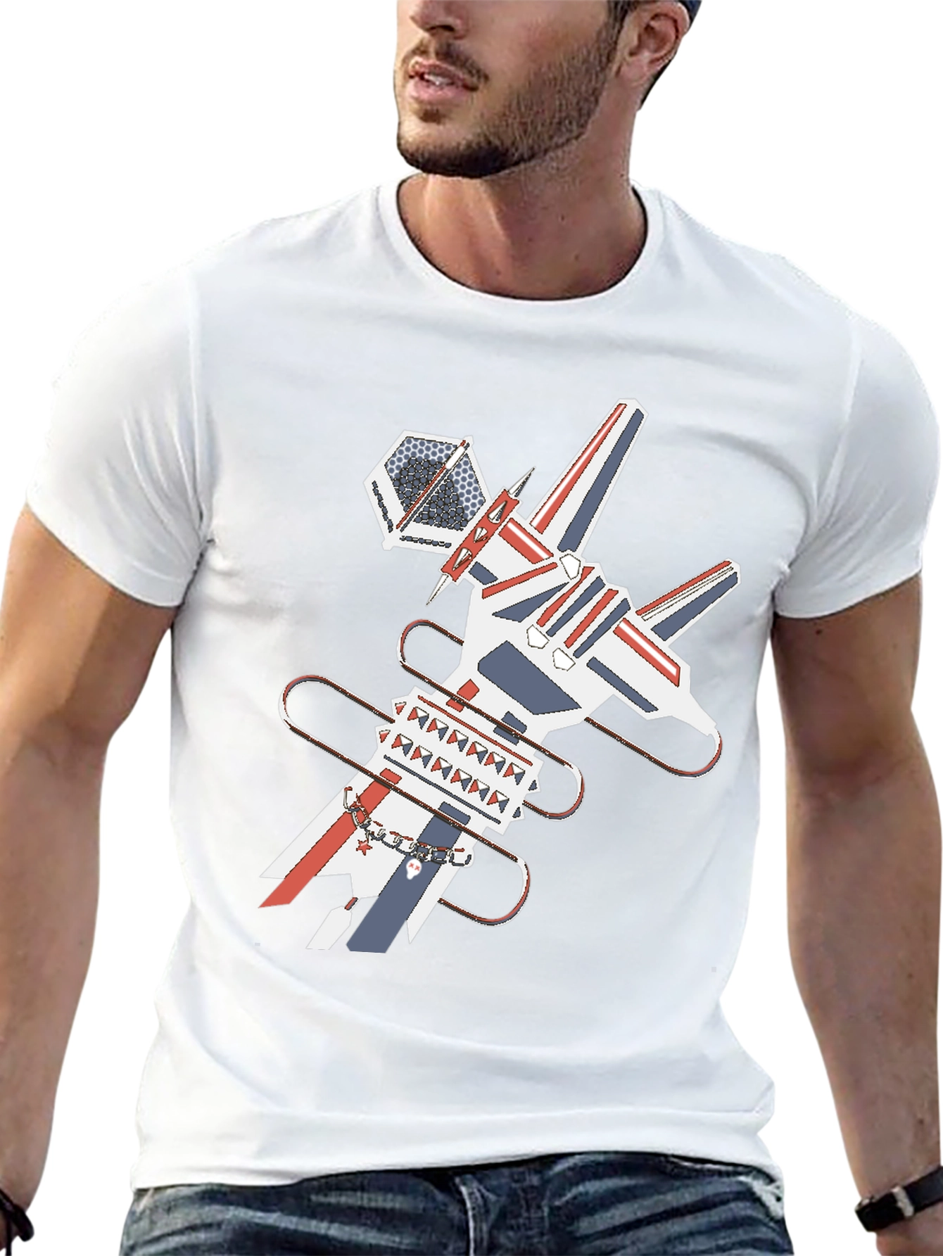 Geometric Graphic Print Tee - Unique Modern Design
