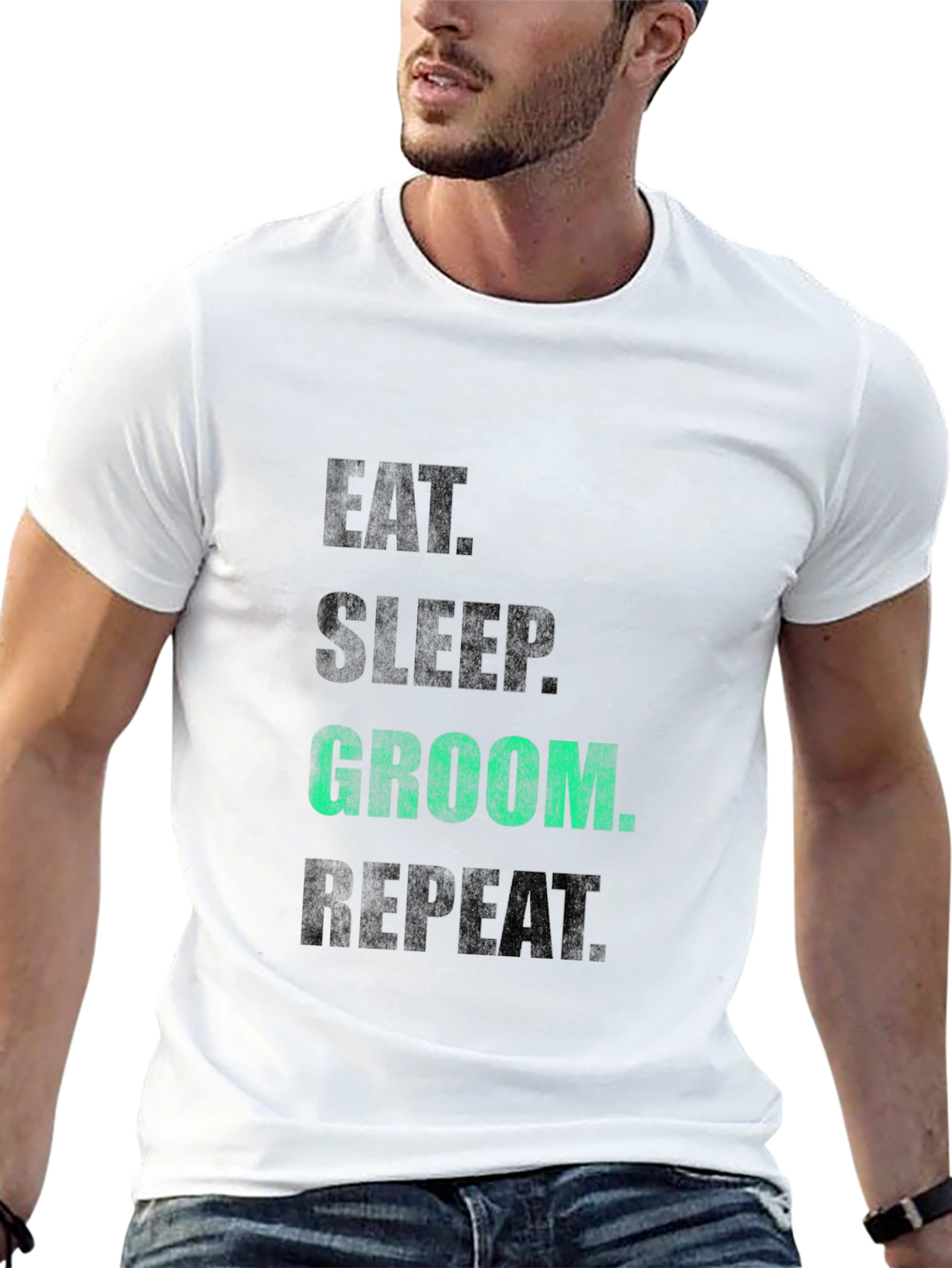 Eat Sleep Groom Repeat T-Shirt - Black Graphic Tee