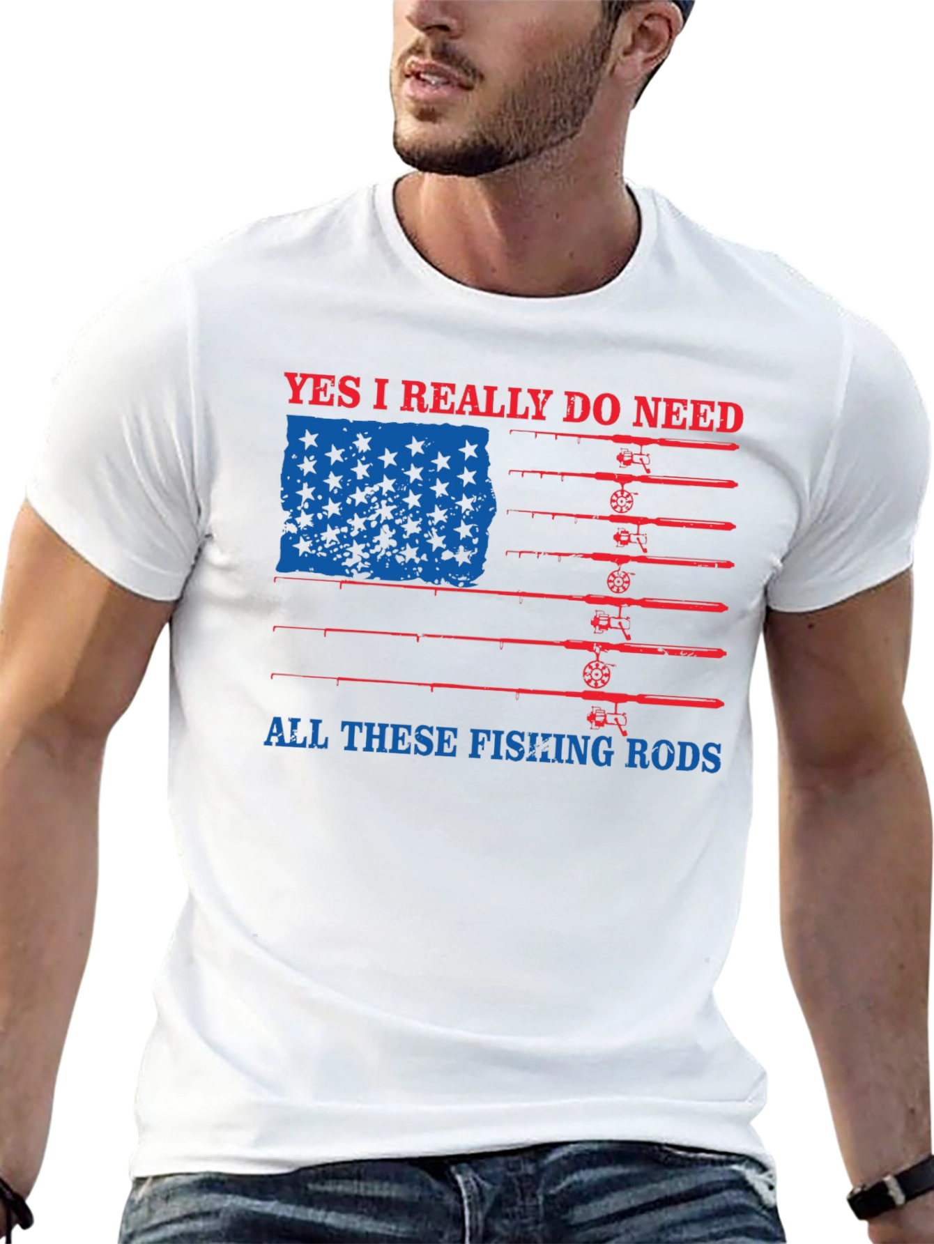 Fishing Rods USA Flag Graphic Tee