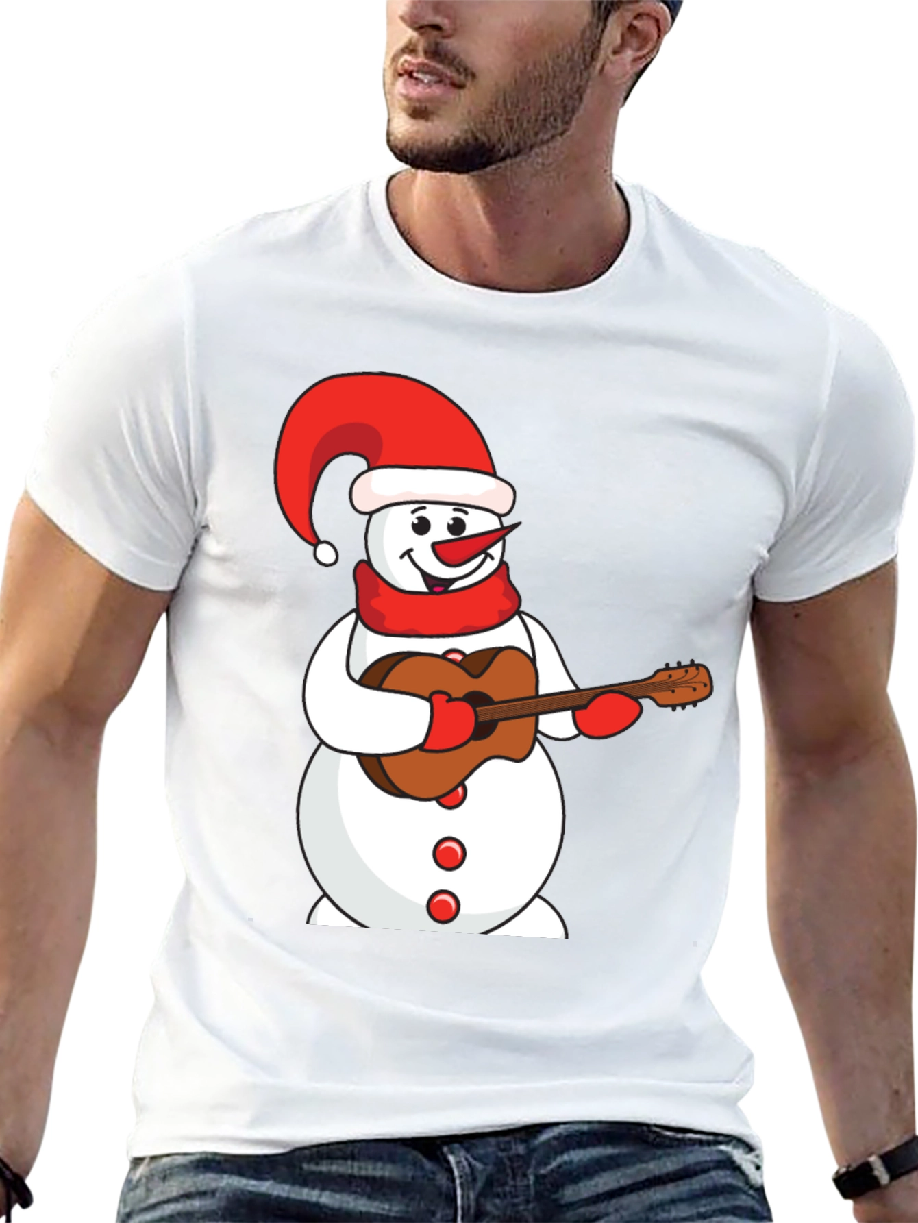 Festive Snowman Guitarist T-Shirt