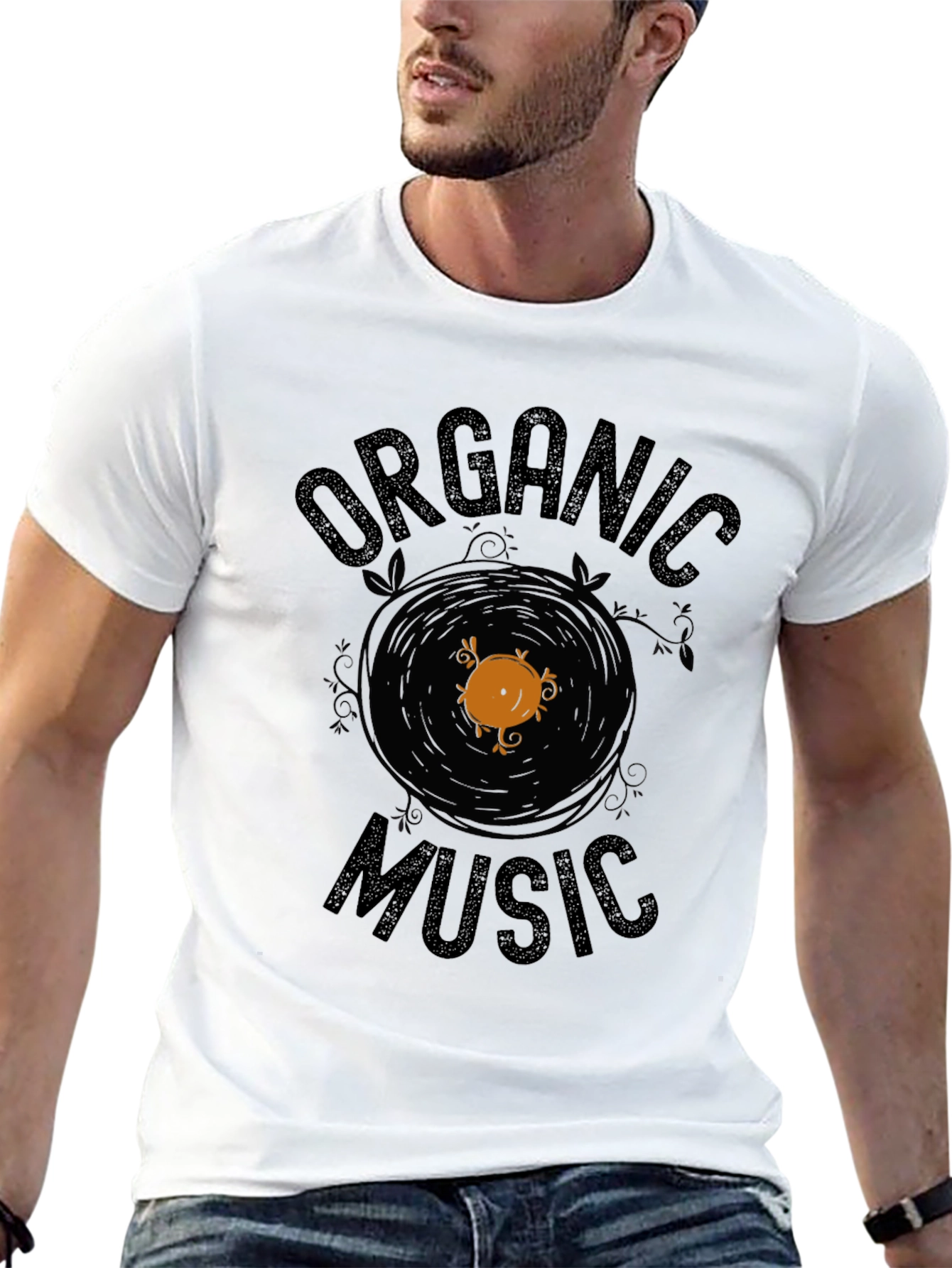 Organic Music Graphic Tee - Black Cotton T-Shirt