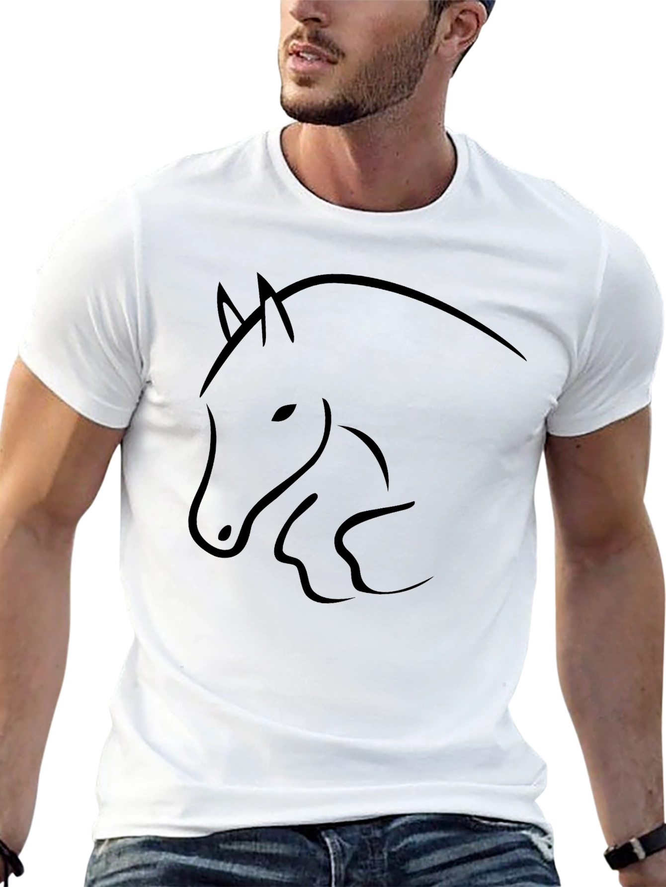 Minimalist Horse Graphic Black T-Shirt