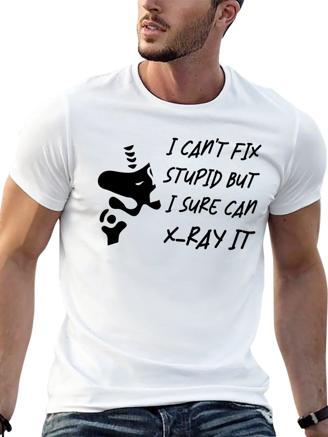 Funny X-Ray T-Shirt - Cant Fix Stupid
