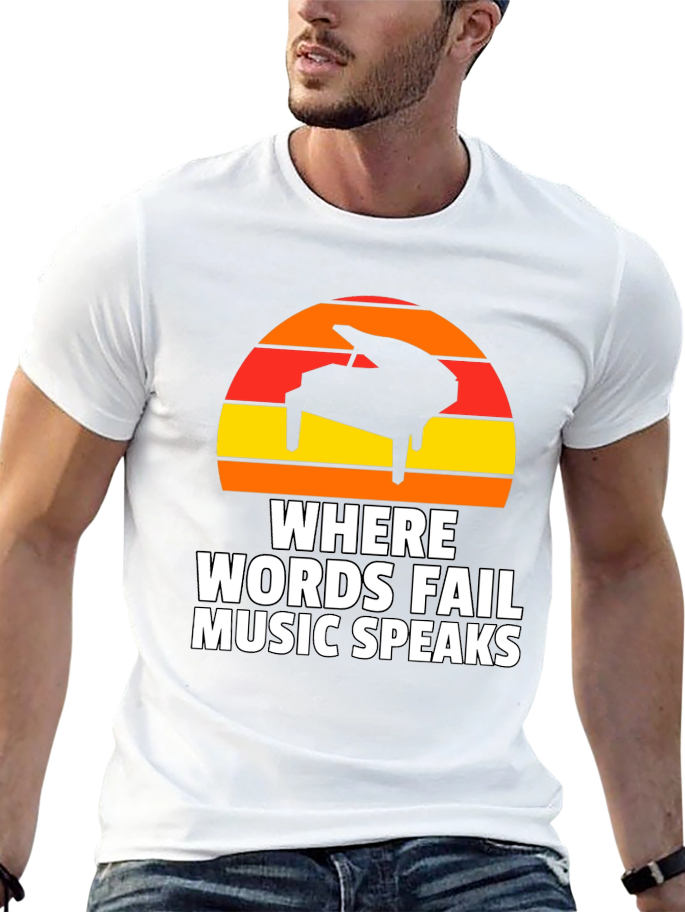 Music Speaks T-Shirt - Piano Sunset Graphic Tee