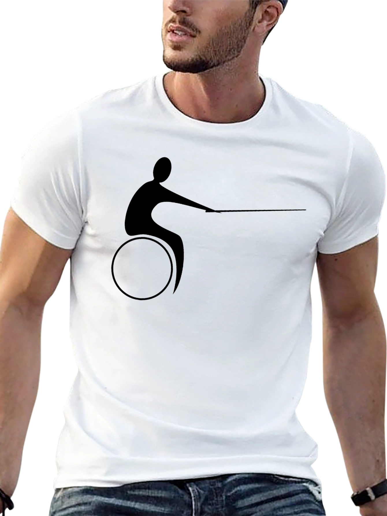 Wheelchair Fencer Silhouette Black T-Shirt