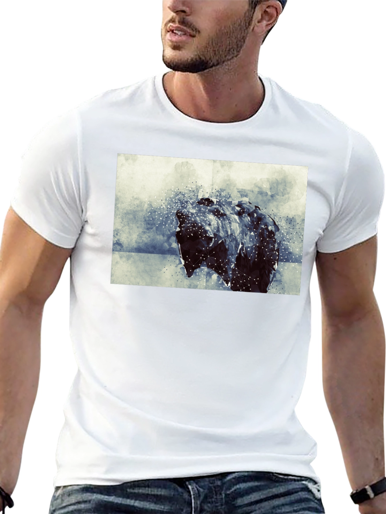 Abstract Bear Graphic Black T-Shirt