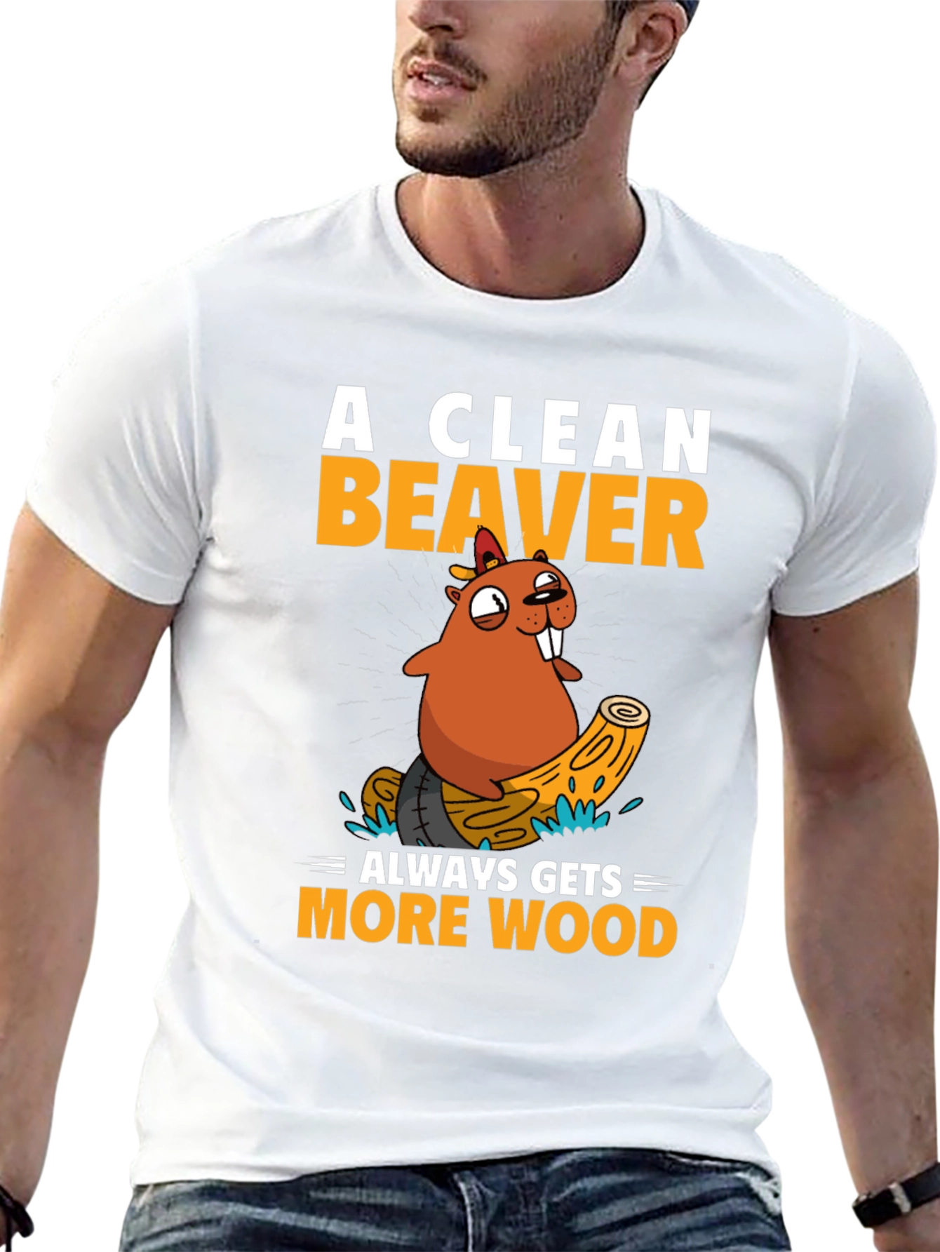 Funny Beaver Wood T-Shirt