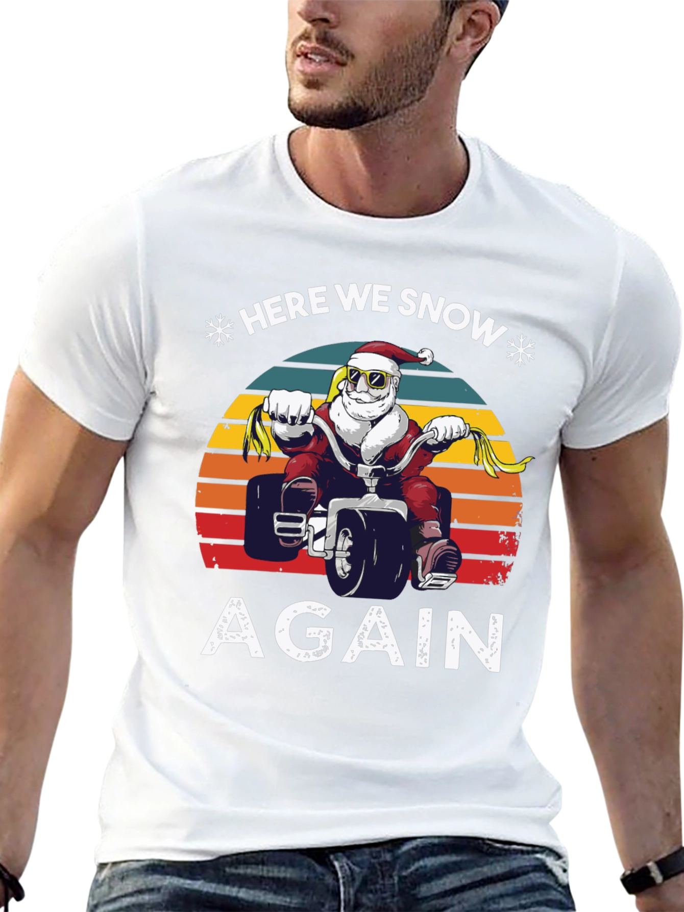 Here We Snow Again Santa ATV T-Shirt