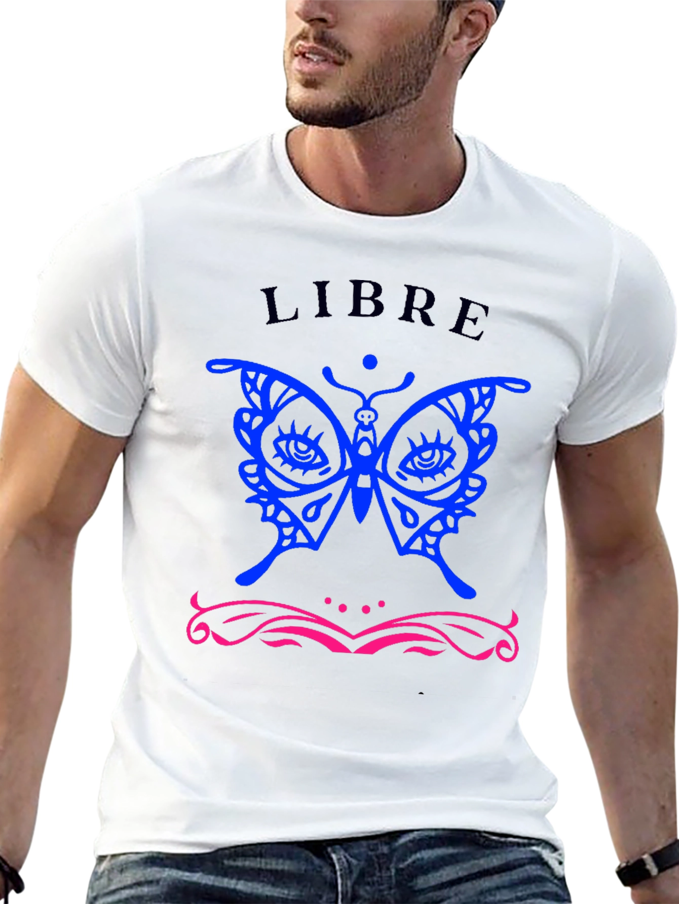 Libre Butterfly Graphic T-Shirt - Stylish Black Tee