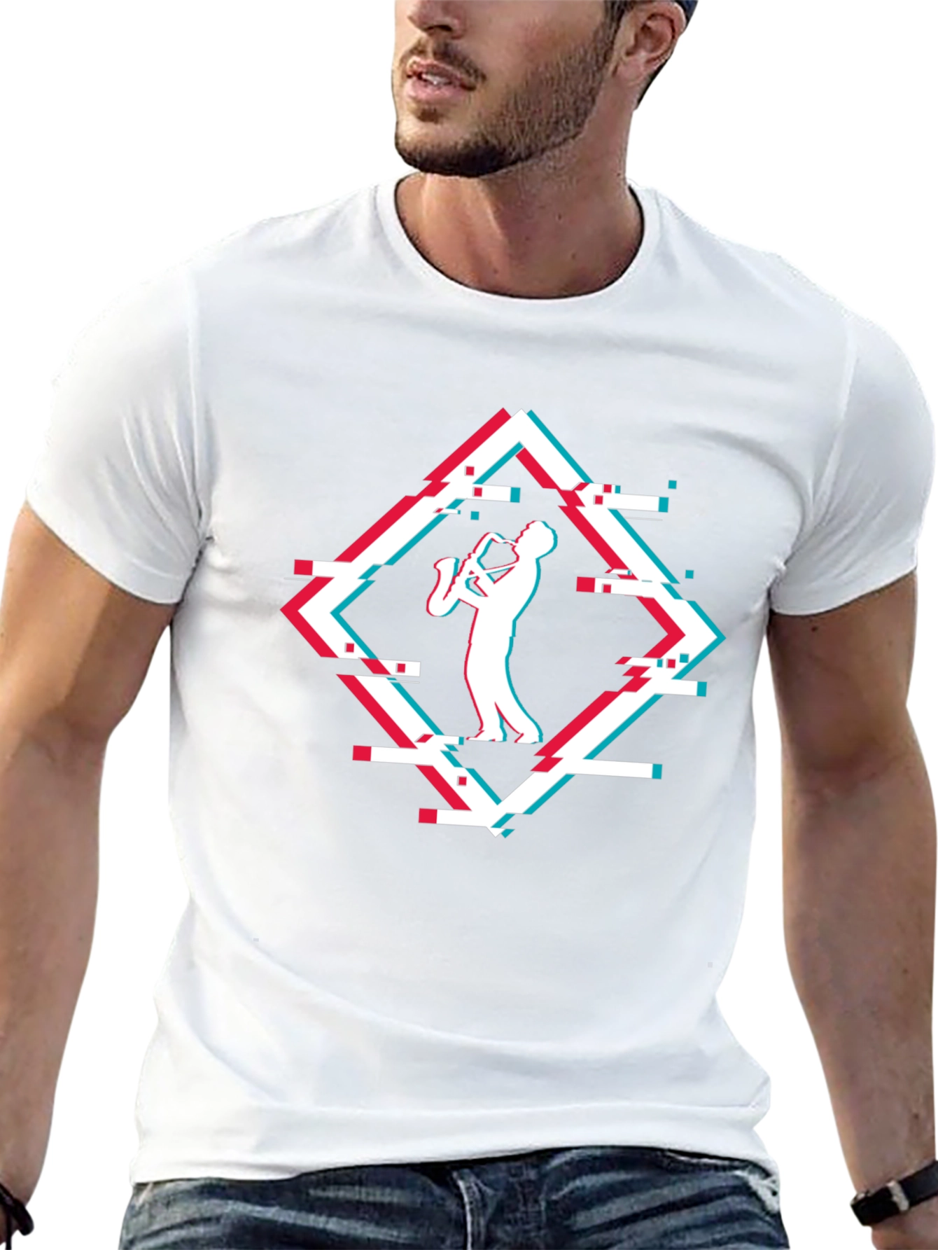 Saxophone Glitch T-Shirt - Music Lover Tee