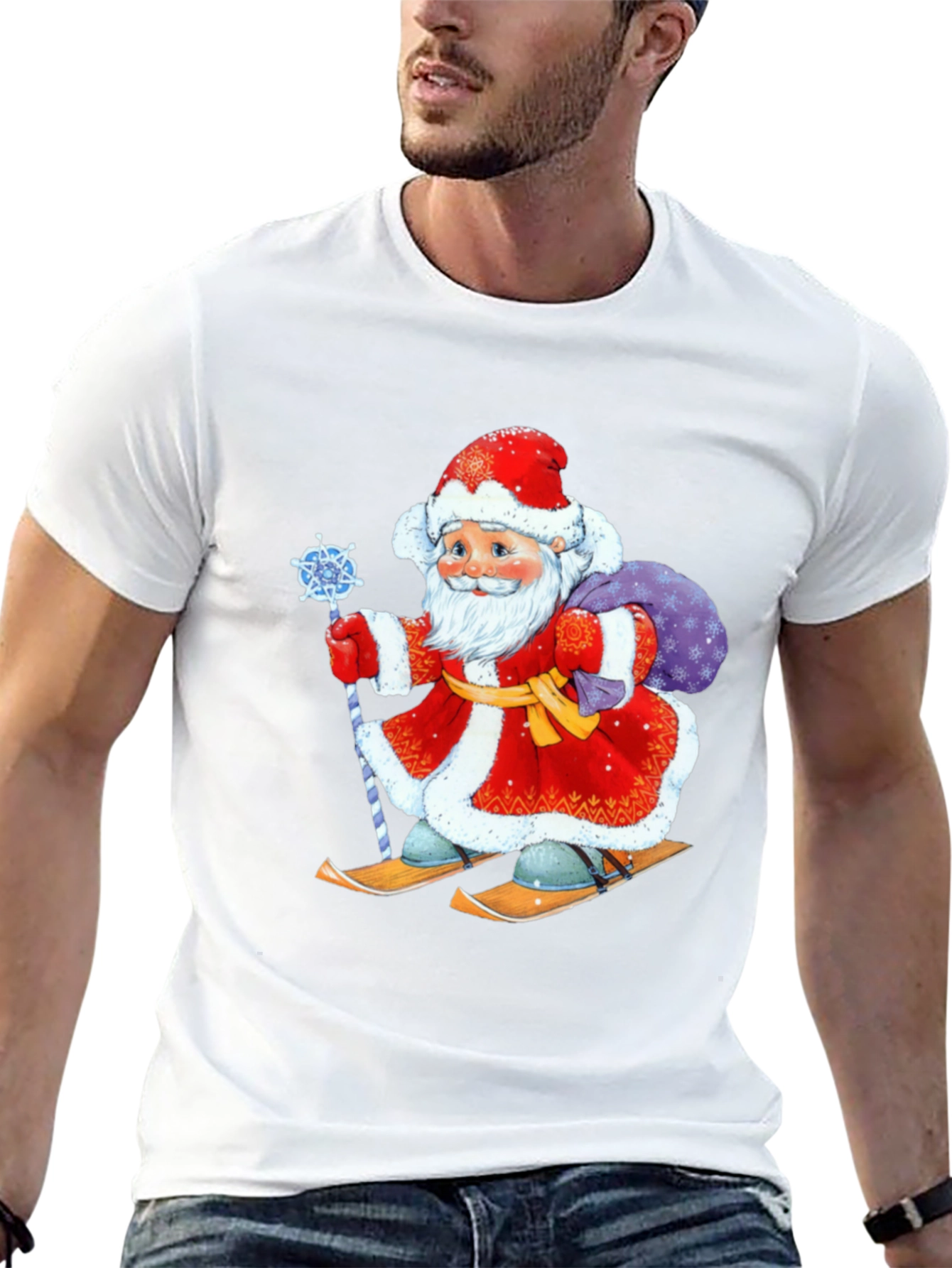 Festive Santa Skiing T-Shirt