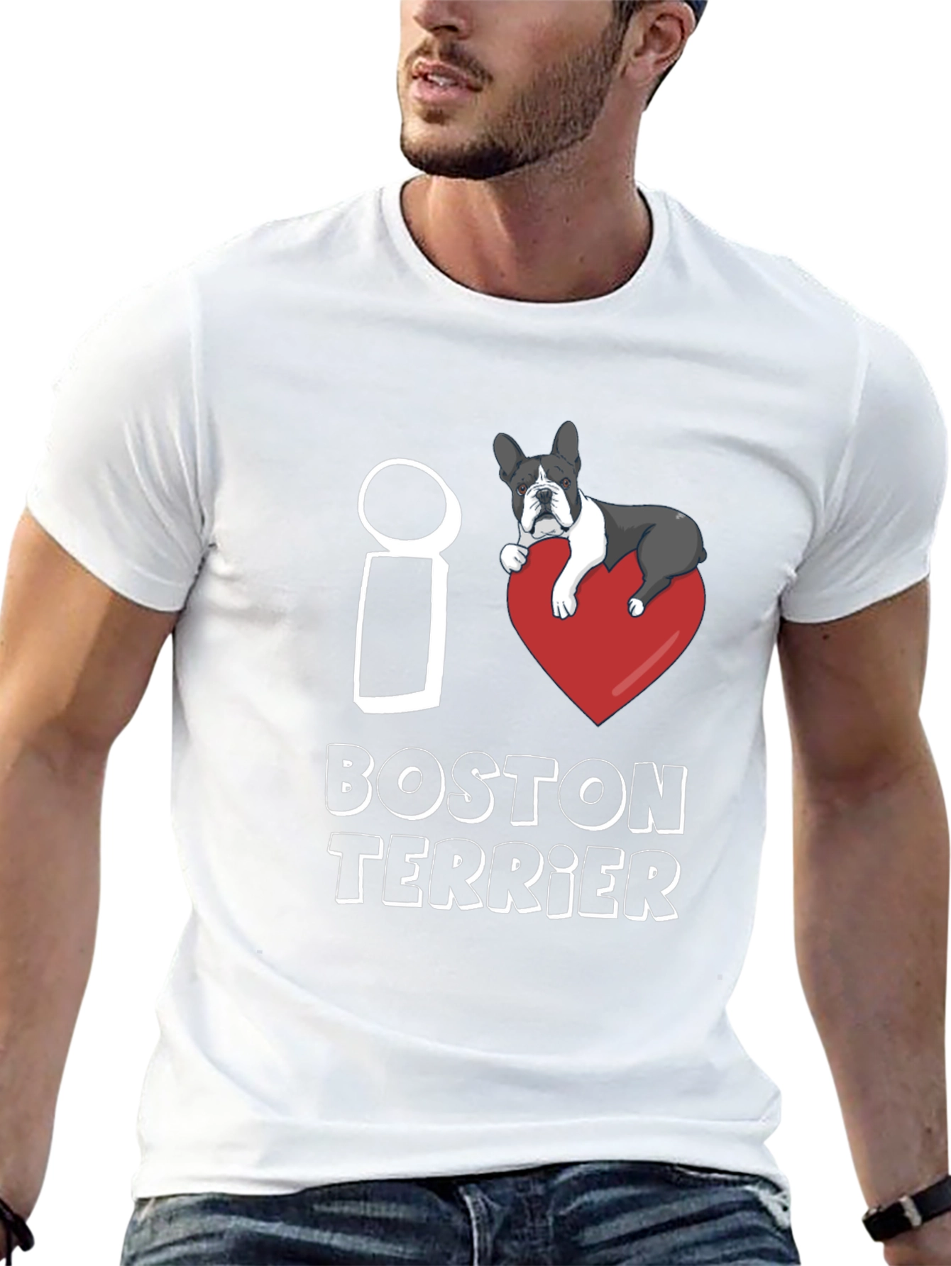 I Love Boston Terrier T-Shirt Dog Lover Gift