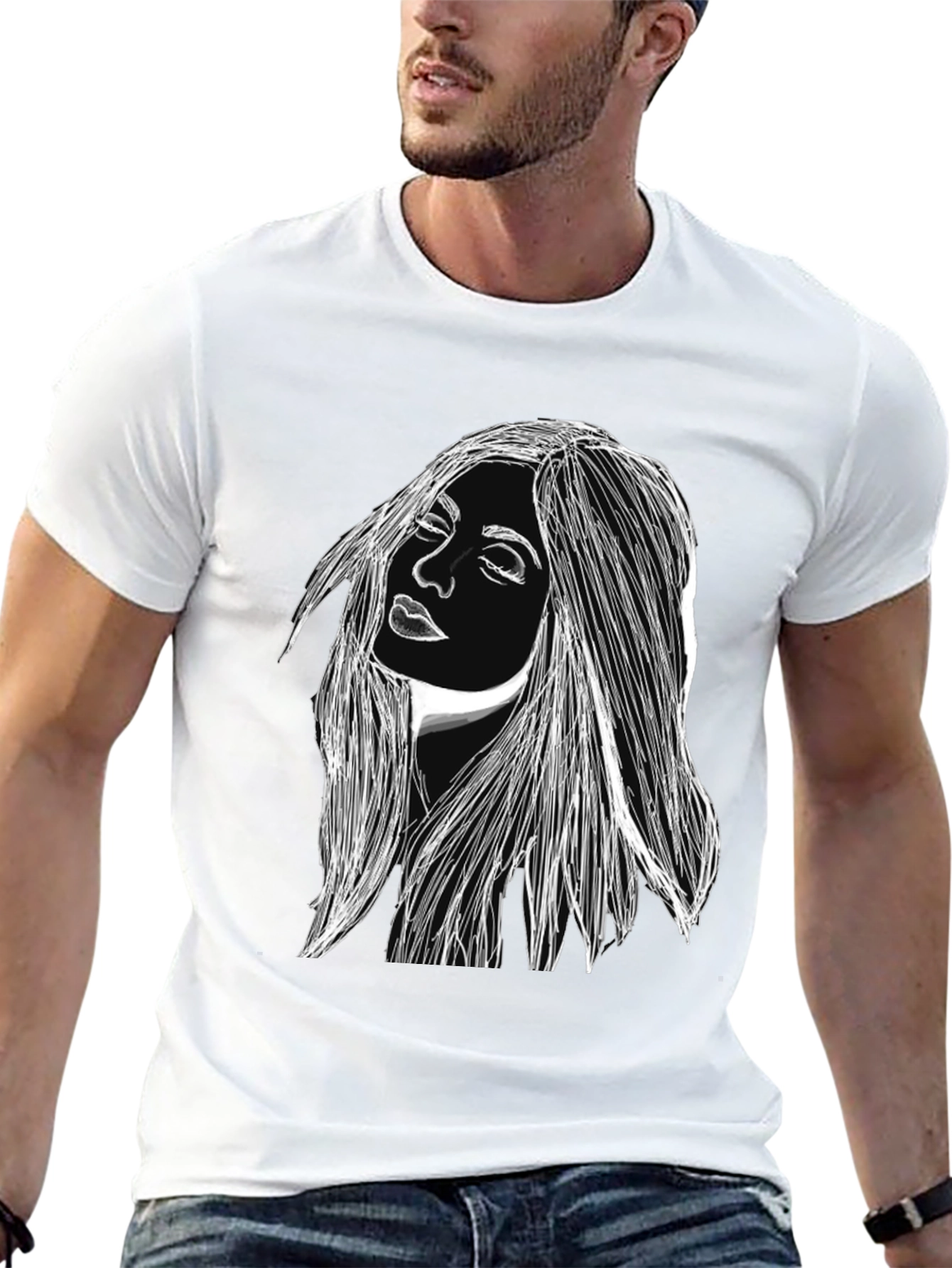 Woman Portrait Graphic Black T-Shirt
