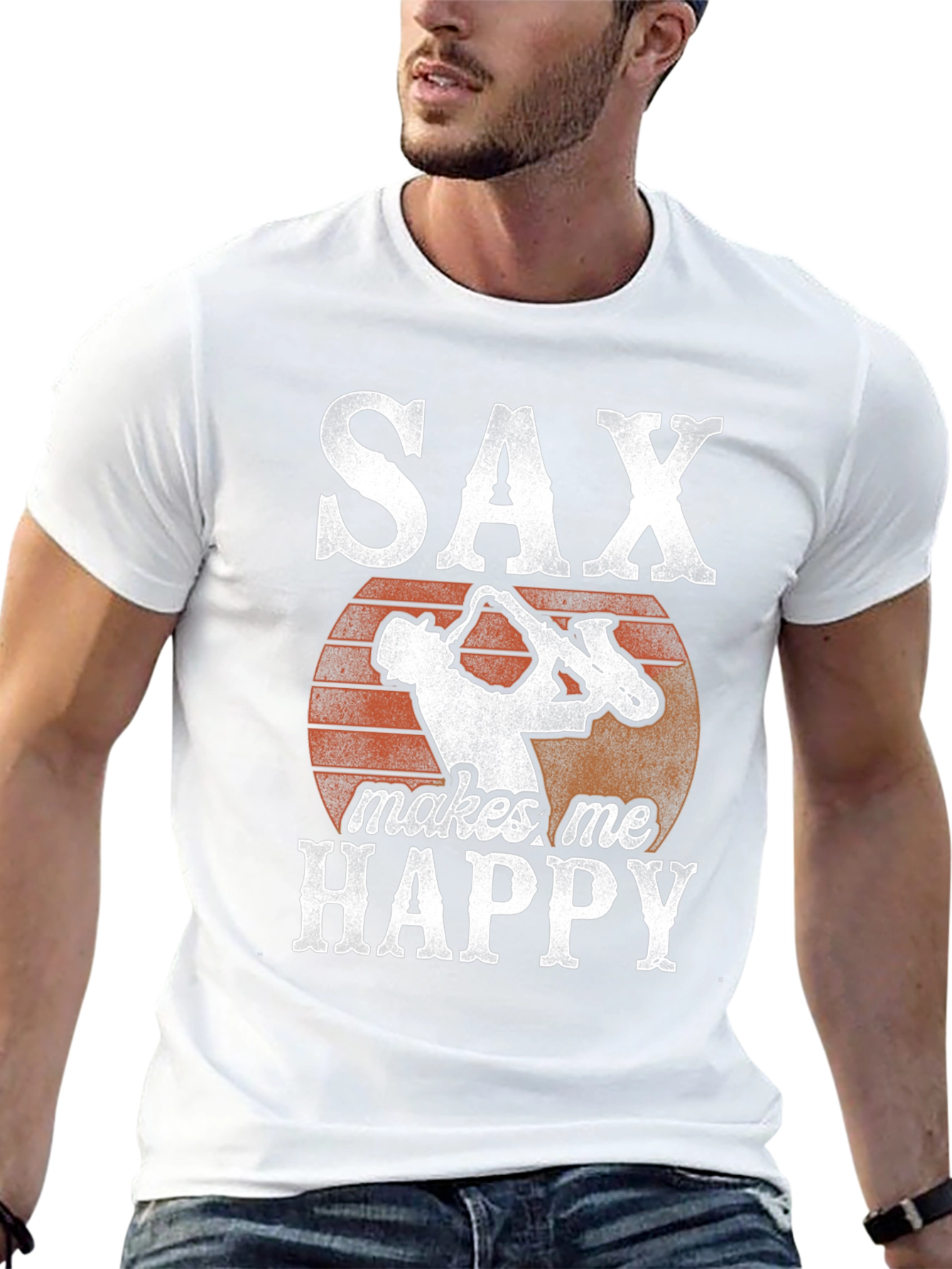 Saxophone T-Shirt: SAX makes me HAPPY Graphic Tee